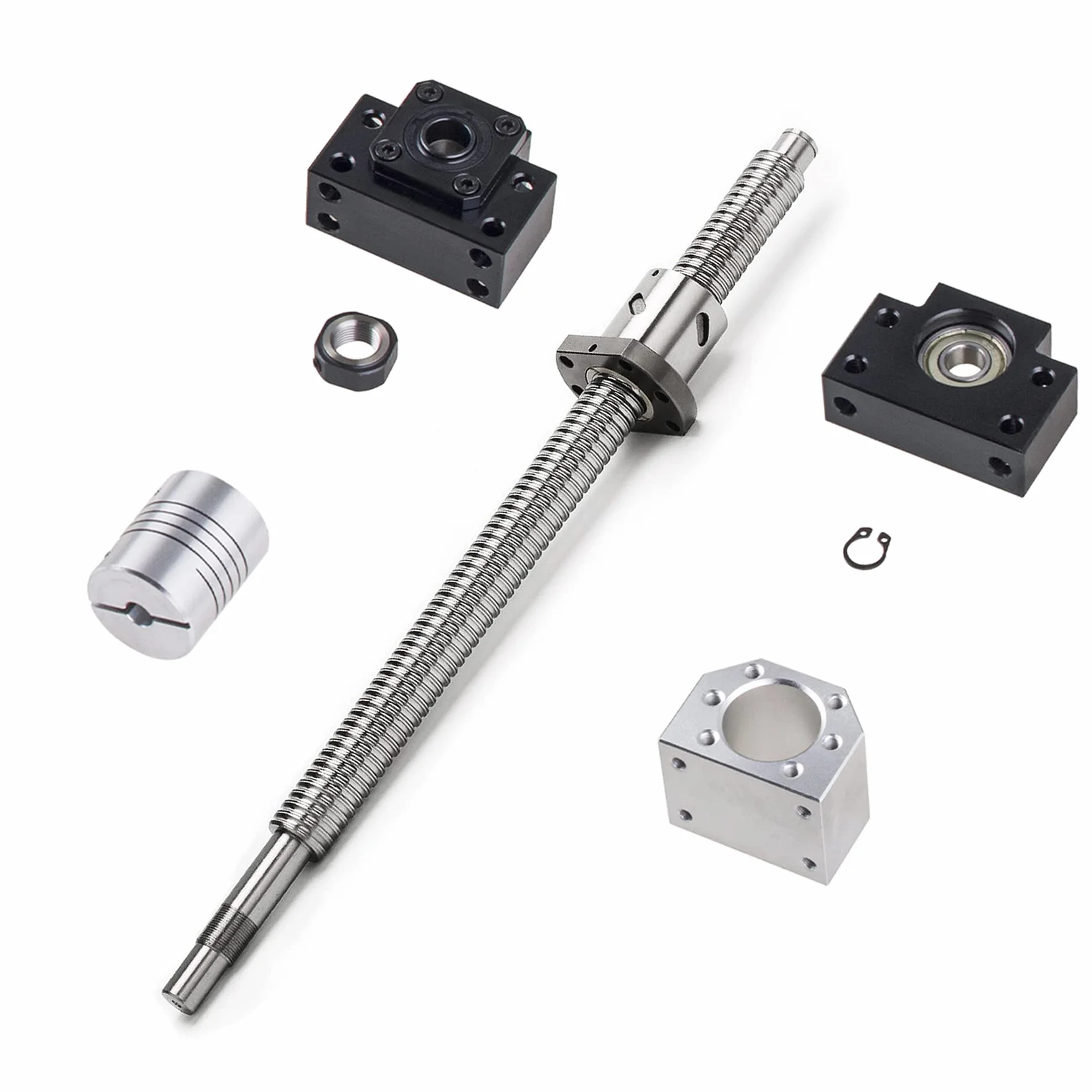 Linearführung Set HGR20-400mm Linearführungsschiene mit Gleitblock + SFU1605-450mm Kugelumlaufspindel Linearschiene mit Kugelmutter, BF/BK12, DSG16H, Kupplung + Zubehör für CNC