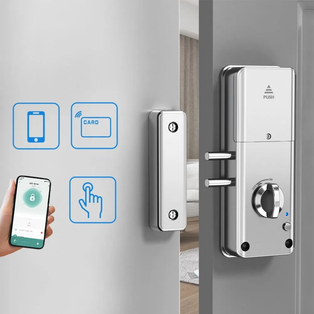 Unsichtbares Türschloss, intelligentes Türschloss ohne Bohren, Installation, App, Holztür, elektronisches Schloss, für den Innenbereich, Kartenschlag, Bluetooth-Fernbedienungsschloss (Tuya-Schloss,
