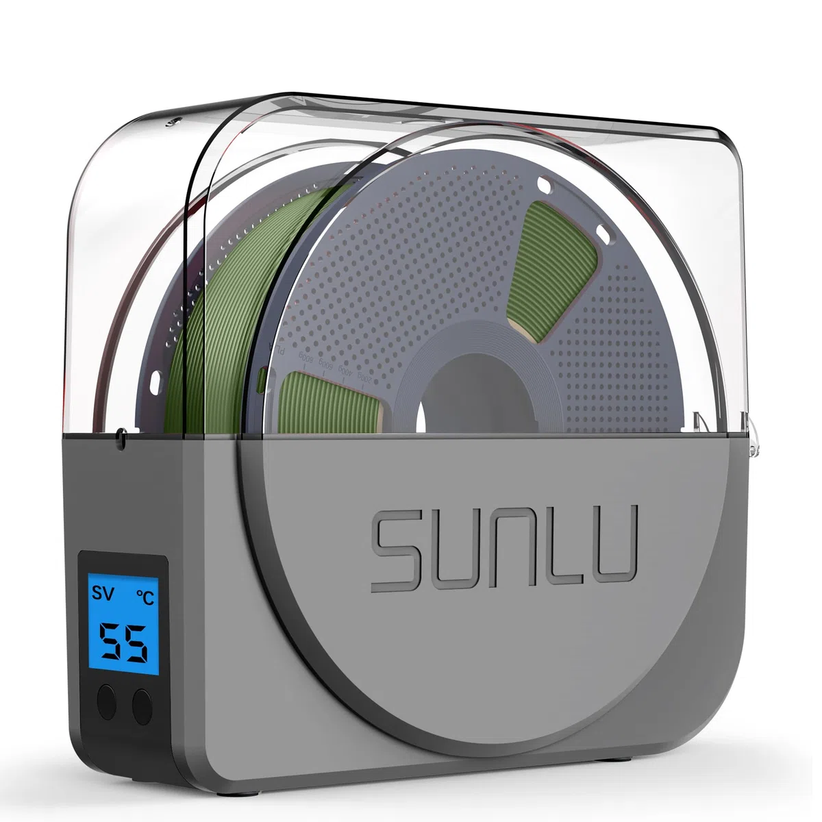SUNLU Offizielle Filament Trockenbox mit Zirkulationsventilator, Filament Trockenlagerbox für 3D Drucker Filament 1.75 2.85 3.00mm, Entfernt Feuchtigkeit aus Filamenten, S1 Plus Grau
