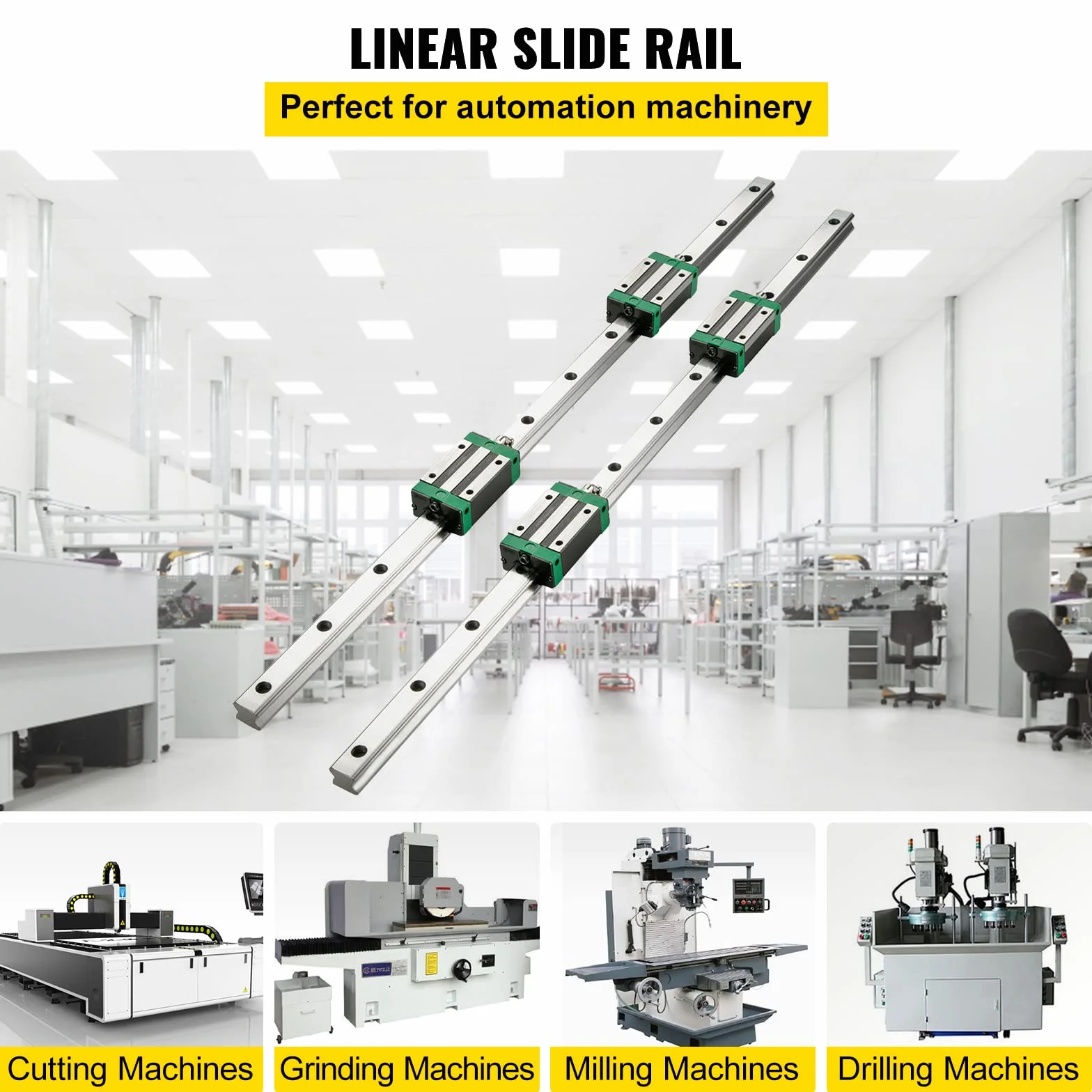 VEVOR Linearführung HSR 20 Serie Linearschienen, 1700 mm Länge Linearwelle CNC Linearführung mit 4 HSR 20 UU Lagerblöcken, Linear Führungsschiene für CNC-Maschine, Drehmaschinen, Linearführungsschiene