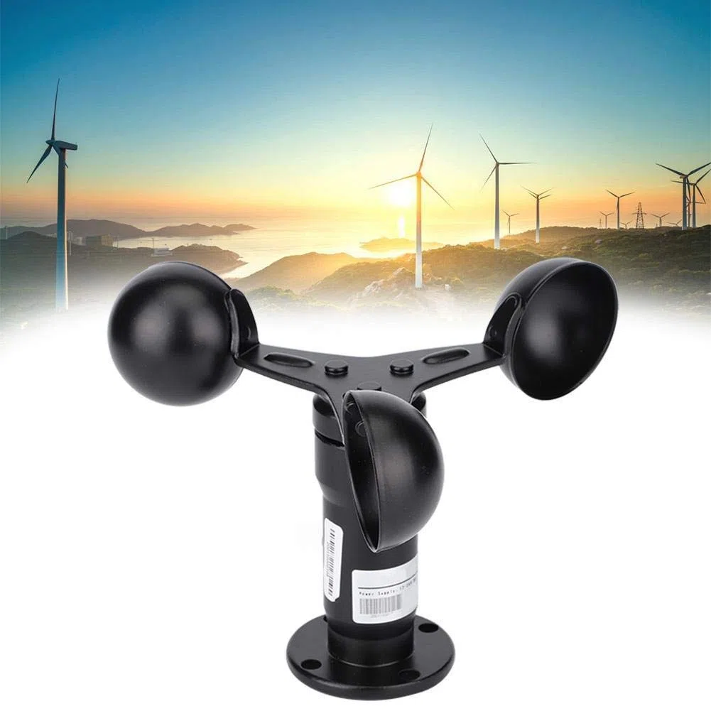 Windgeschwindigkeitsmesser, 3-Tassen-Anemometer aus Aluminiumlegierung mit 0-10V Signalausgang, präzises Windmessgerät für Gewächshäuser, Wetterstationen, Docks und Umweltüberwachung
