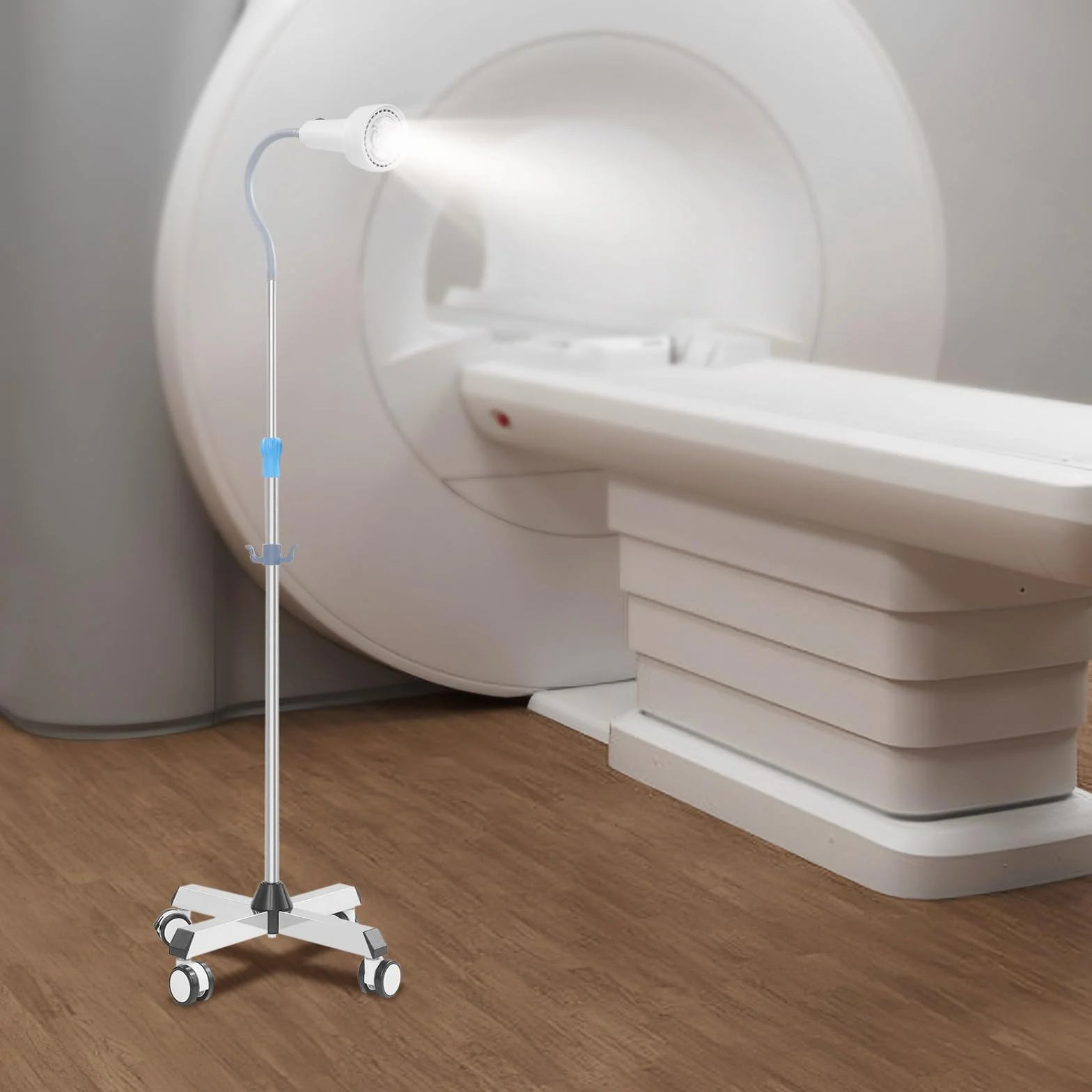 30W LED Untersuchungsleuchte mit Mobilem Ständer, Höhen- & Winkelverstellbare Chirurgische Lampe (6000-6500K), Flexible OP-Leuchte für Tierarzt & Klinik