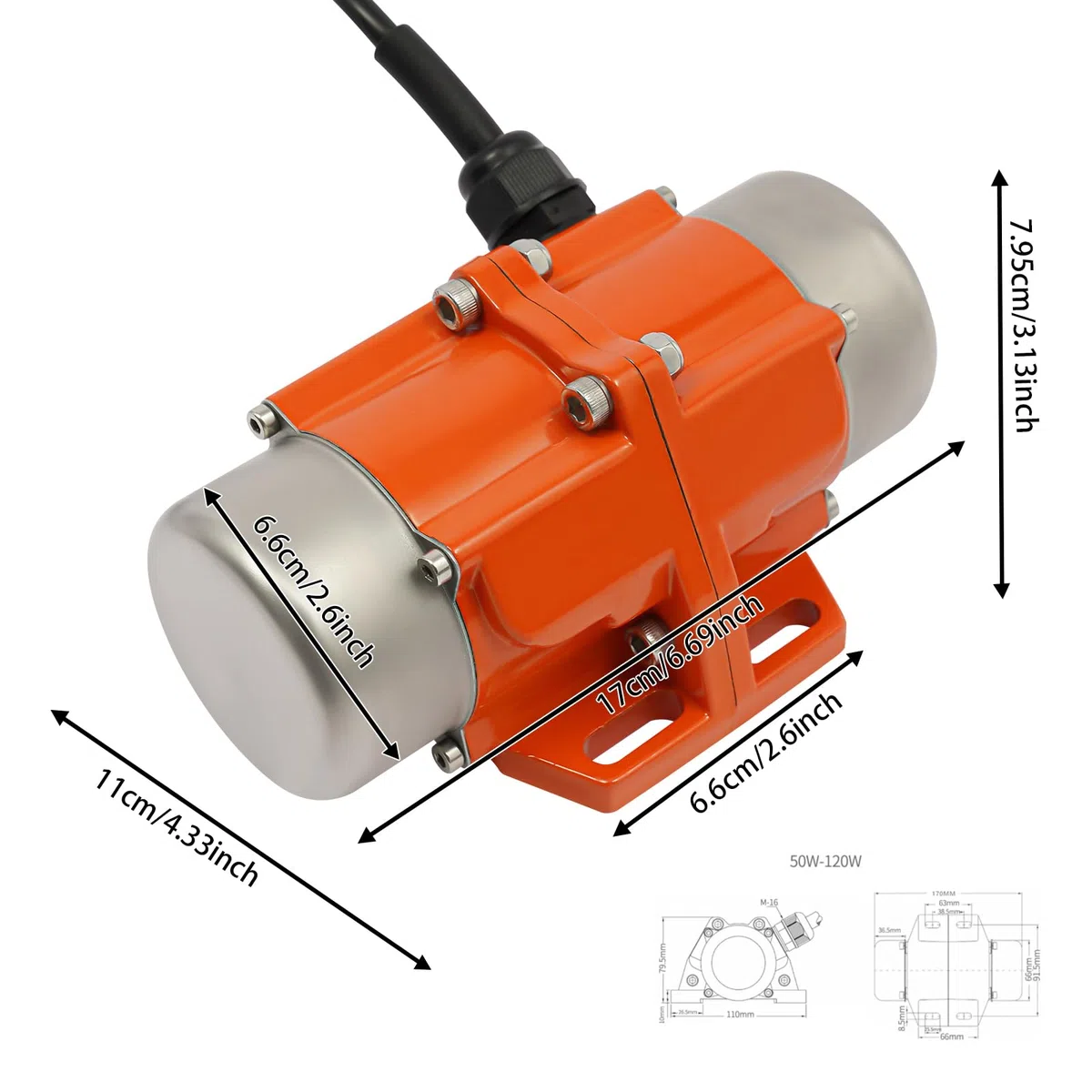 100W Vibrationsmotor mit Drehzahlregler, 1500-3000 RPM, 220V 50Hz, IP65, 1 Phase Asynchron-Vibrationsmotor, Elektrischer Rüttelmotor für Bergbau, Metallurgie, Kohle, Elektrizität, Bau (100, Watt)