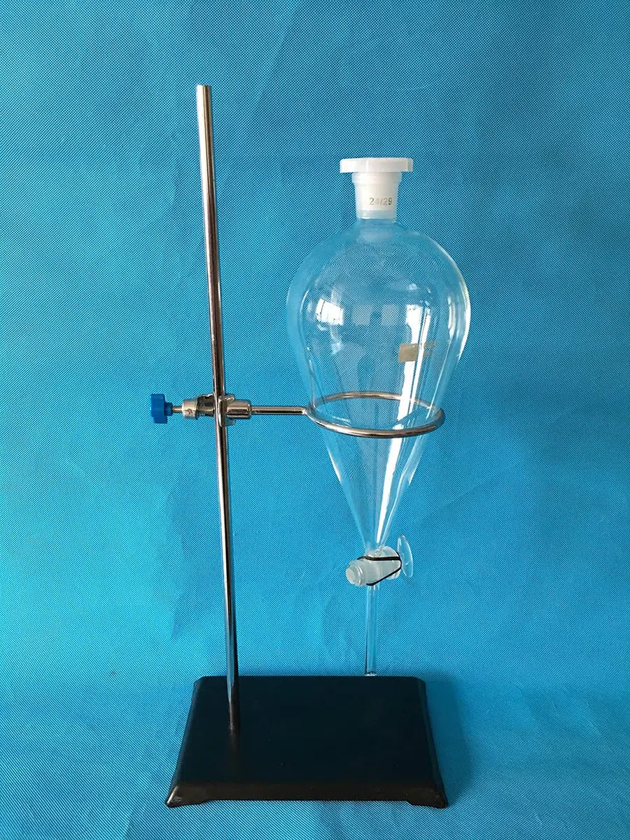 EAT1 1000 ml Glas-Trenntrichter-Set, 1000 ml, mit Glasstopkorken und Ringständer