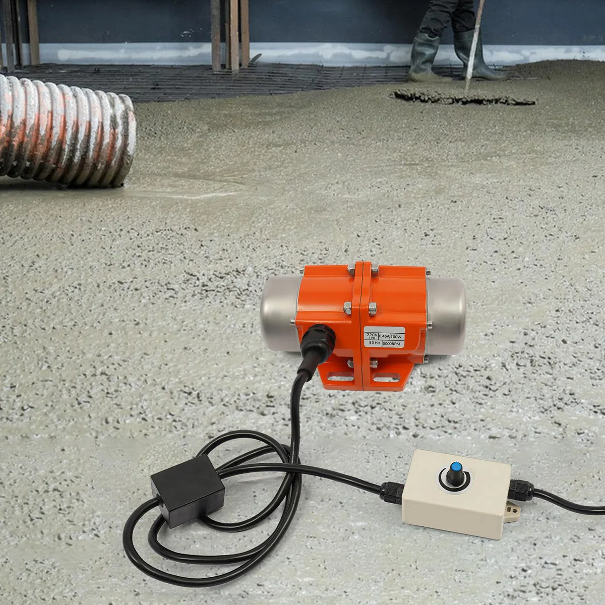 100W Vibrationsmotor mit Drehzahlregler, 1500-3000 RPM, 220V 50Hz, IP65, 1 Phase Asynchron-Vibrationsmotor, Elektrischer Rüttelmotor für Bergbau, Metallurgie, Kohle, Elektrizität, Bau (100, Watt)