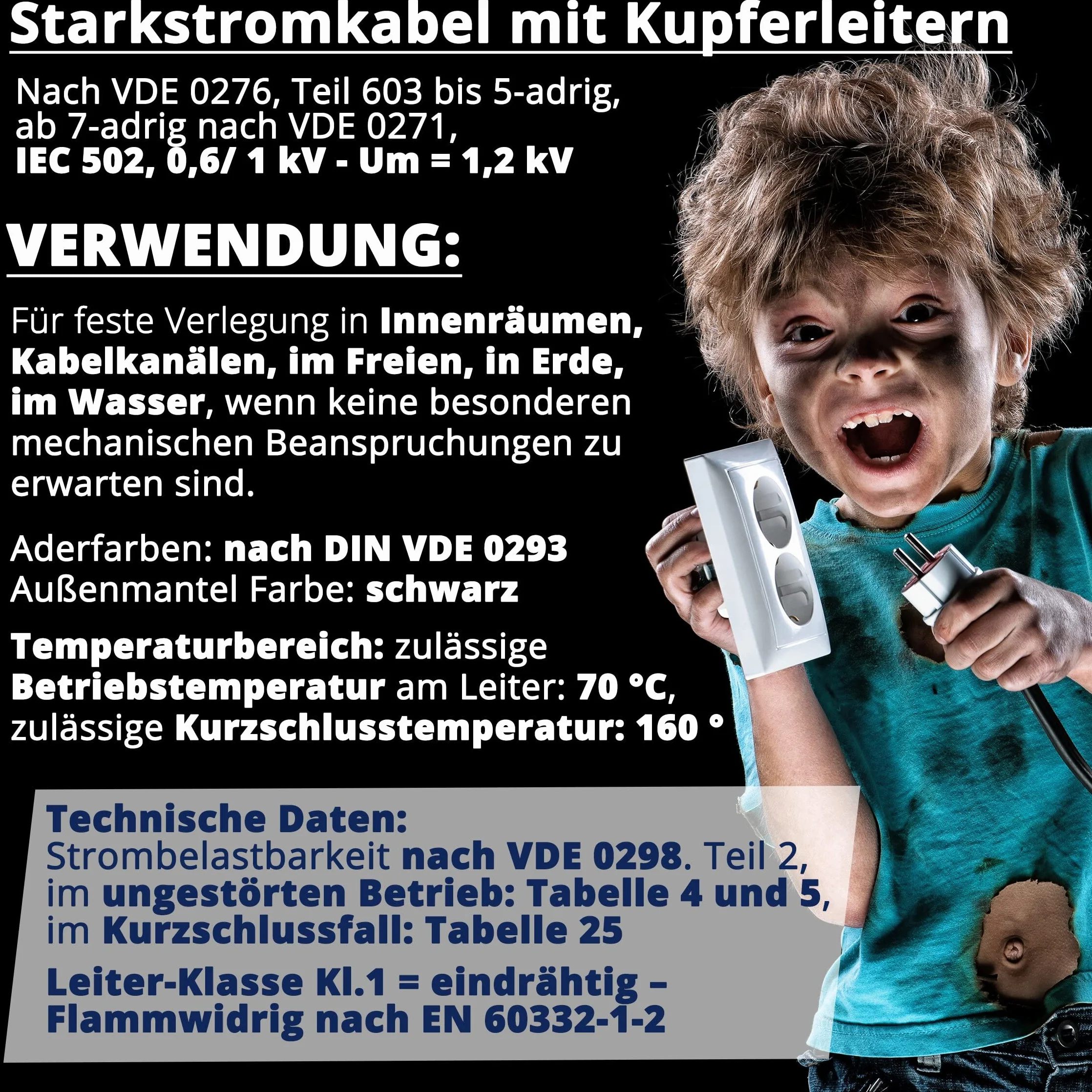 EBROM Erdungskabel - Erdkabel - NYY-J 1x16 mm² - schwarz – bestellbar in den Längen: 15m / 20m / 25m / 50m – Ihre Auswahl: 15 Meter