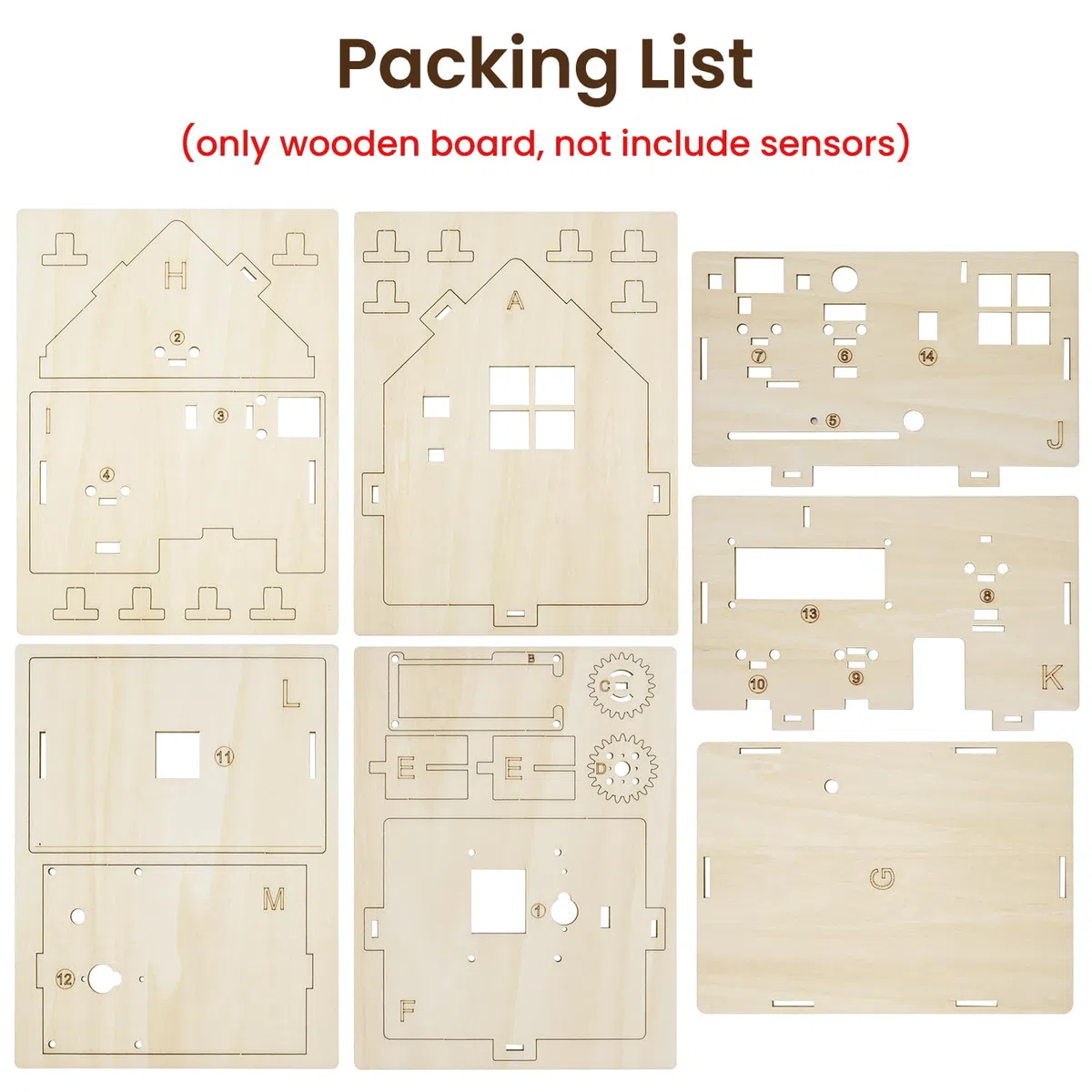 KEYESTUDIO Fine Balsa Wood for BBC Microbit, Sheets Smooth Linden Wood Board for Crafts Projects, Model Making, exclude Microbit and Sensor Module