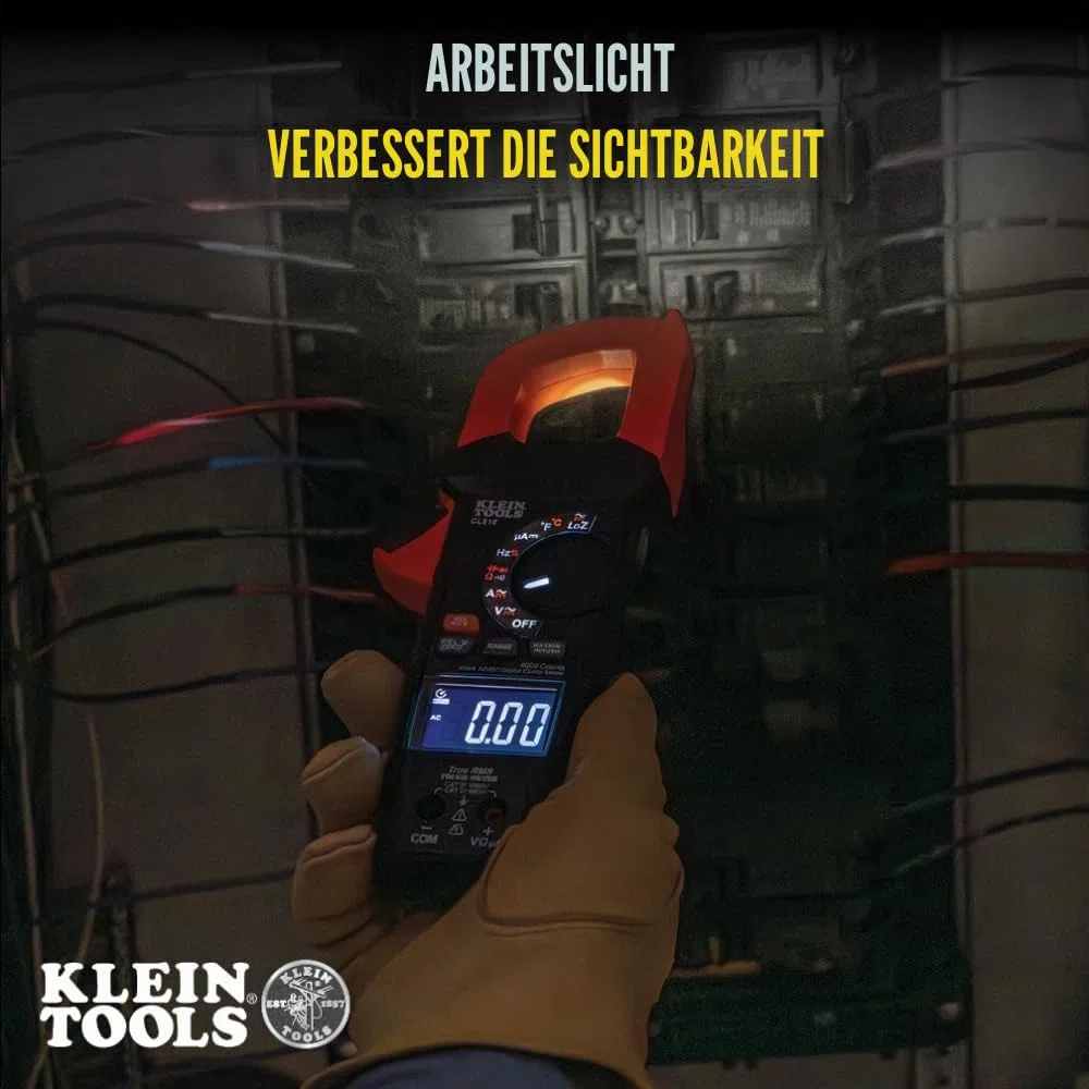 Klein Tools CL810 Digitales Zangenmultimeter 600A AC/DC | TRMS Auto-Ranging Stromzange | Spannung Widerstand Frequenz Kapazität Temperatur | NCV LoZ Durchgangsprüfung | Arbeitslicht CAT III