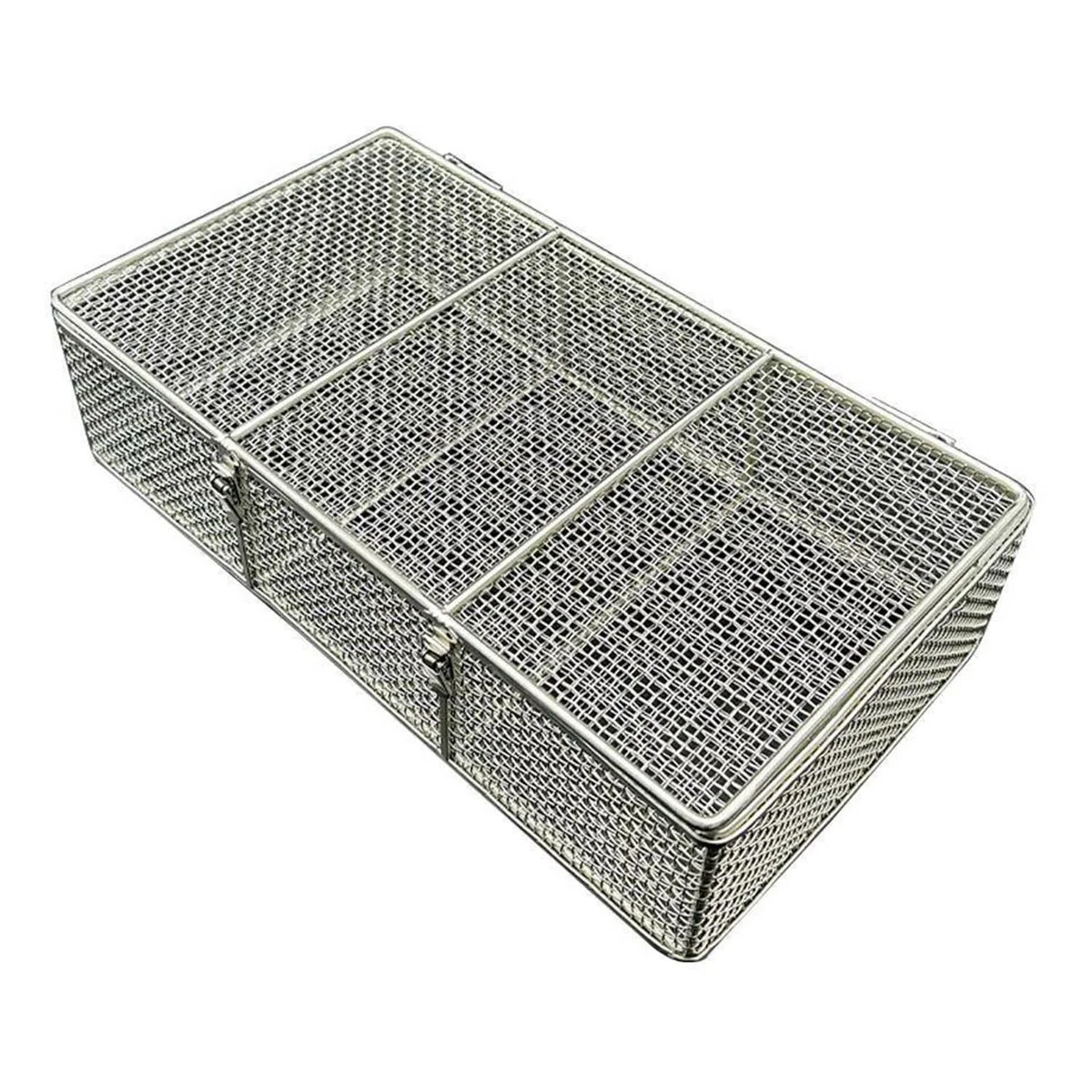 Medical 304 Desinfektionskorb aus Edelstahl, Wiederverwendbare Sterilisationskörbe mit Einziehbarem Griff und Deckel, für Chirurgische Medizinische Dentalinstrumente, WWFKWEMK, 40 * 25 * 10cm
