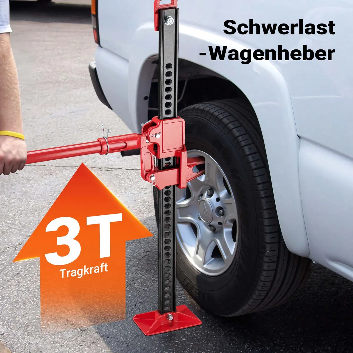 Wiltec 60‘‘ Wagenheber bis 3000 kg und max. 135 cm Hubhöhe, Offroad Farm Jack, Stockwinde für Geländewagen, SUV und ATV, Allzweckheber aus Stahl