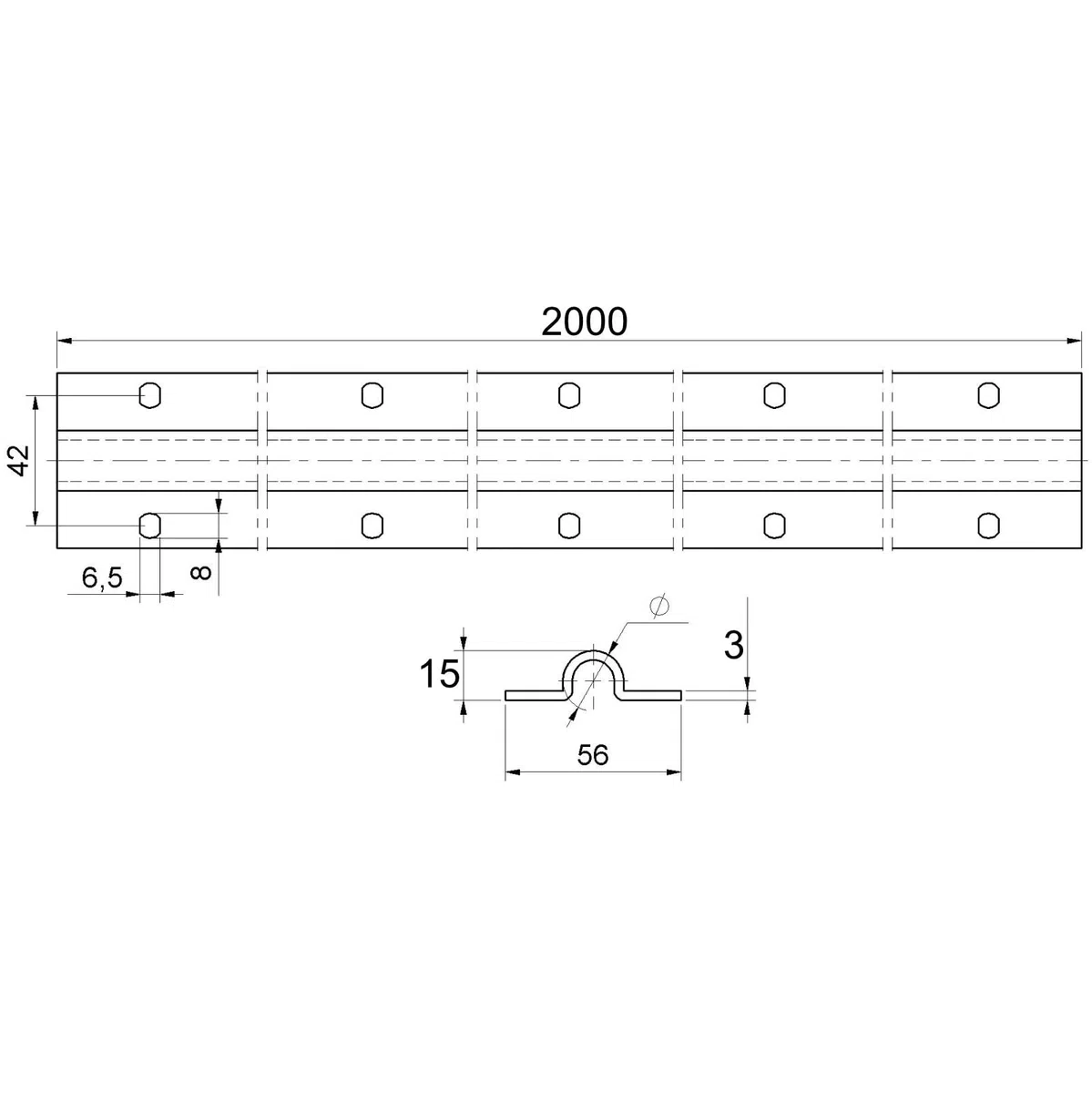ATTAS Laufschiene | 200 cm Edelstahl V2A | für bodenläufige Schiebetore | Tragkraft 450 kg | Rundnut | Torlaufrollen schwerlast Bodenlaufschiene Schiebetorbeschlag | 2 Meter