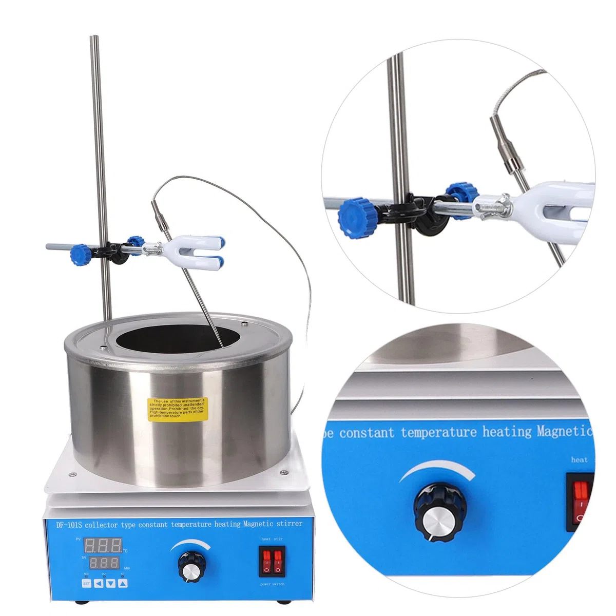 2,5 L Digitales Thermostatisches Wasserbad, LCD-Display, PT100-Temperaturfühler, Edelstahl 304, 0–2600 U/min, 400 ℃, 800 W, Intelligente Temperaturregelung, Heizbehälter