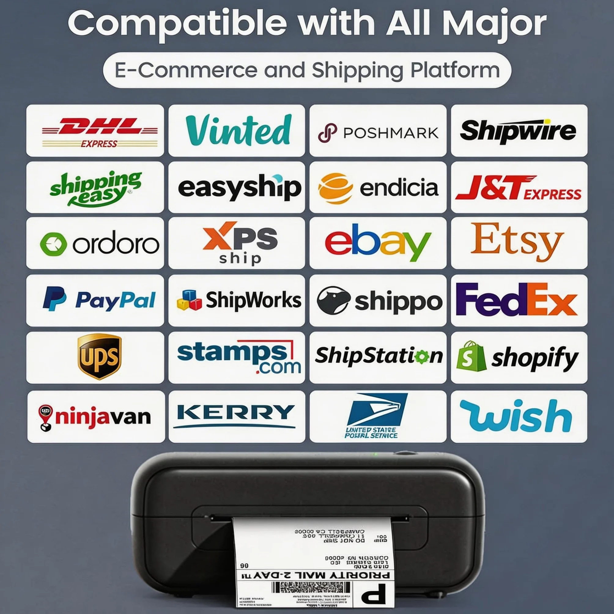 Phomemo Bluetooth DHL Etikettendrucker, Labeldrucker 4x6 Versandetiketten Drucker für Phone/PC, Etikettendrucker Bluetooth Label Printer für Amazon, Etsy, Shopify, Royal Mail, DHL, FedEx-Schwarz