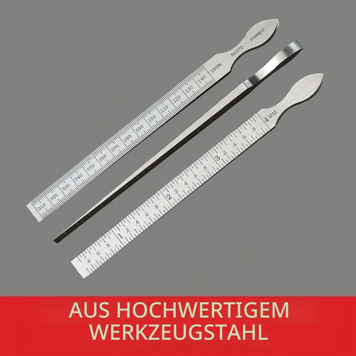 Starrett 270 7/16 Zoll x 6-1/4 Zoll Taper Gauge Edelstahl, Messkeil, 0.3 bis 150 Millimeter, 11mm x 160mm (B x L), Präzisionsabstandsstück
