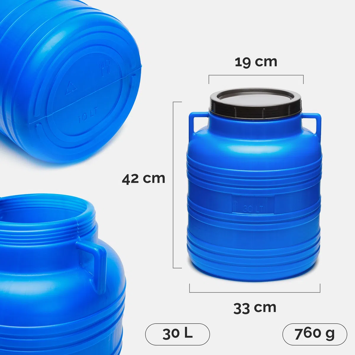 Garronda Set 2X 30 Liter Weithalsfass BPA-frei Futtertonne Fass Universalfass Lebensmittel Fass Regenfass für Garten Regentonne mit Deckel Regenwassertonne für Garten Wassertonne GD-0121 Blau
