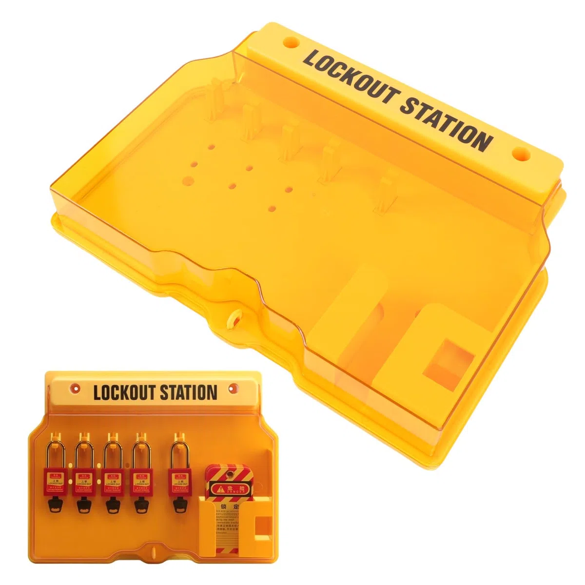 Lockout Tagout Station, Lockout Tag Out Kit Board mit 2 Haspen und 10, transparente Abdeckung Wandmontage Lockout Sicherheitsversorgung