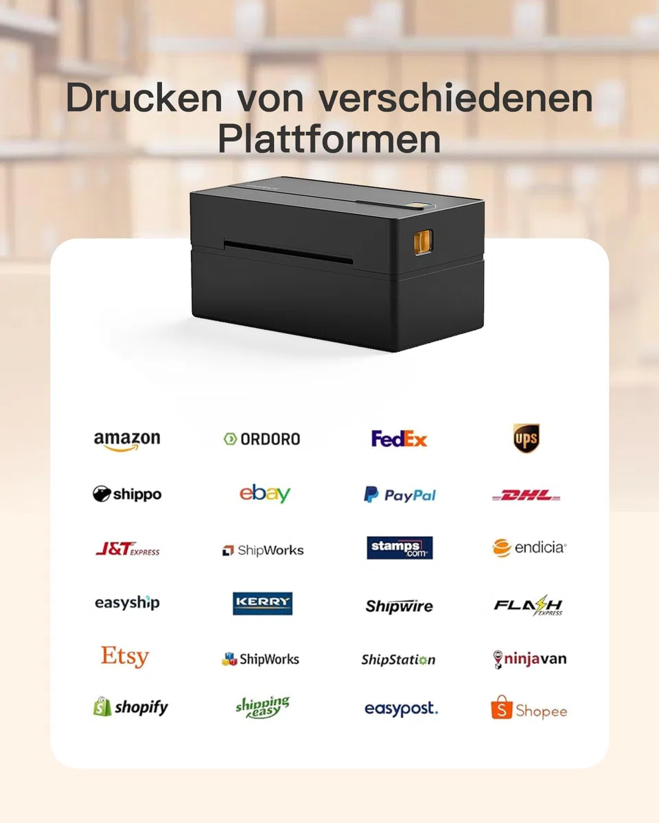 Inateck Mobile Thermo-Etiketten-drucker, Kabelloser 4x6 Versandetiketten Drucker für Versandpakete, Kompatibel mit iPhone, Android, iPad, Windows, MacOS, Chrome, USPS, Schwarz