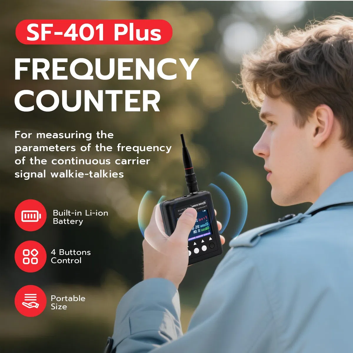 Gam3Gear Surecom SF401 Plus 27Mhz-3000Mhz tragbares Funk-Frequenzzähler-Messgerät mit CTCCSS DCS-Decoder