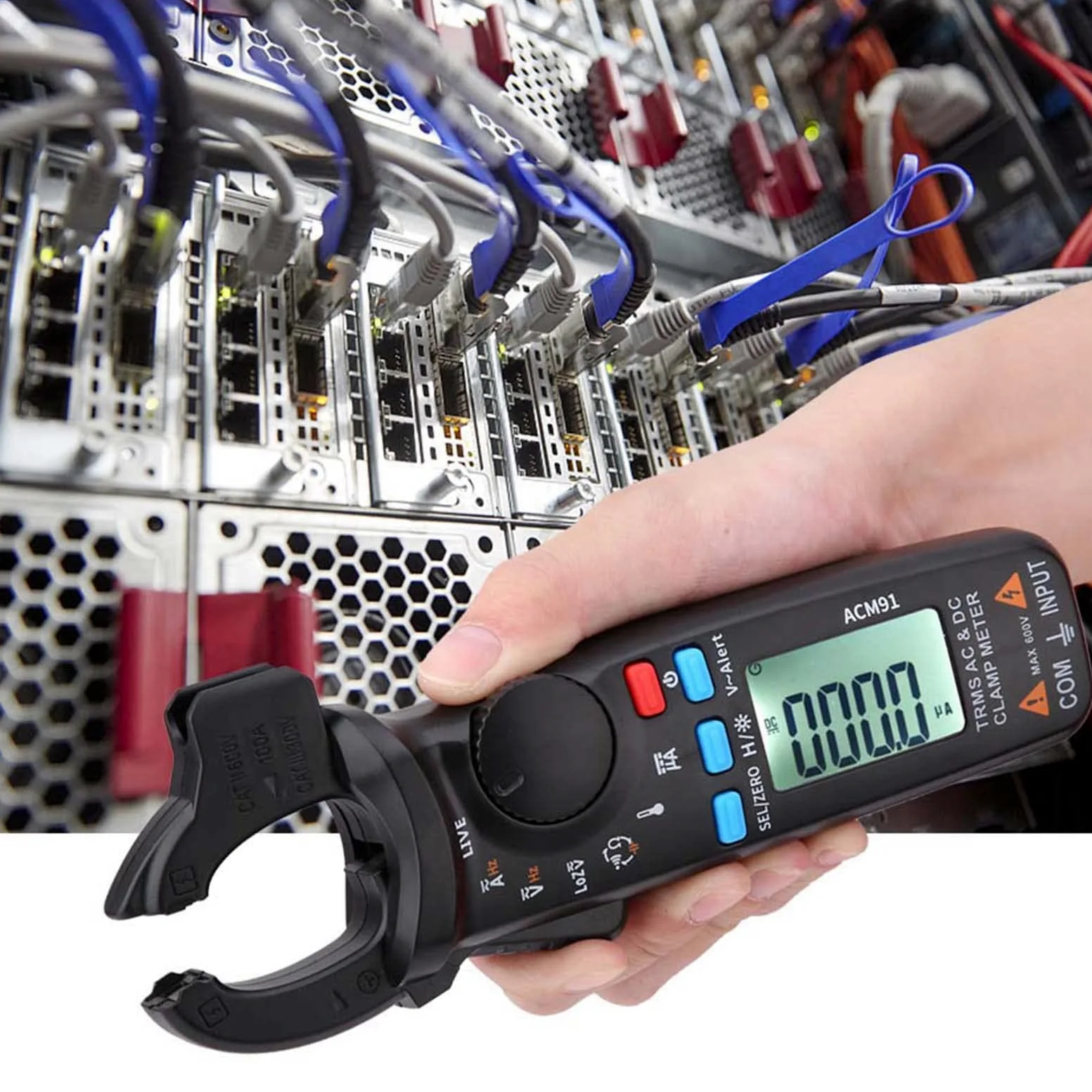 ACM91 Digitales Zangenmessgerät, 1 MA Wechselstrom-Gleichstrom-Tester mit Niedriger Impedanz, True RMS 6000 Counts Messgerät mit Tragetasche, für Elektrische Prüfungen