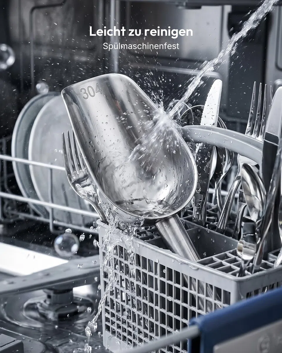EUHOMY Eisschaufel aus Edelstahl 304, Silber | Lebensmittelecht, Spülmaschinenfest, Handliches Format, Kompatibel mit Eismaschinen, Ideal für Küche, Bar, Partys, Camping
