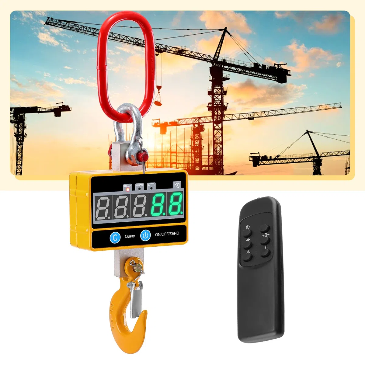 Kranwaage 2000kg/4000 lb Industrielle Hängewaage Hochleistungs wiederaufladbare Super Clear Digital Crane Scale mit Fernbedienung 2T hochpräzise elektronische Hängende Waage