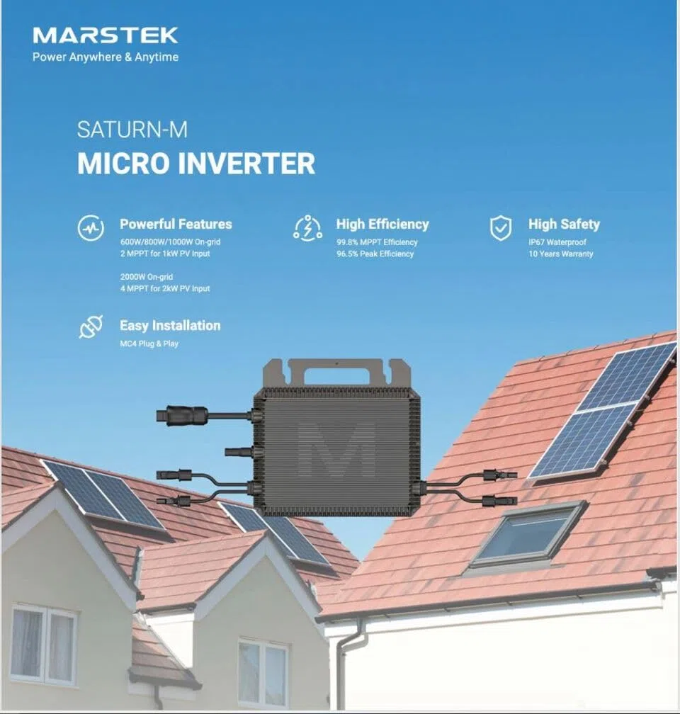Wechselrichter 800 Watt. Marstek M2-800, 800 W für Balkonkraftwerke, WiFi, APP, Schuko Kabel 3m. 10 Jahre Garantie. Microwechselrichter