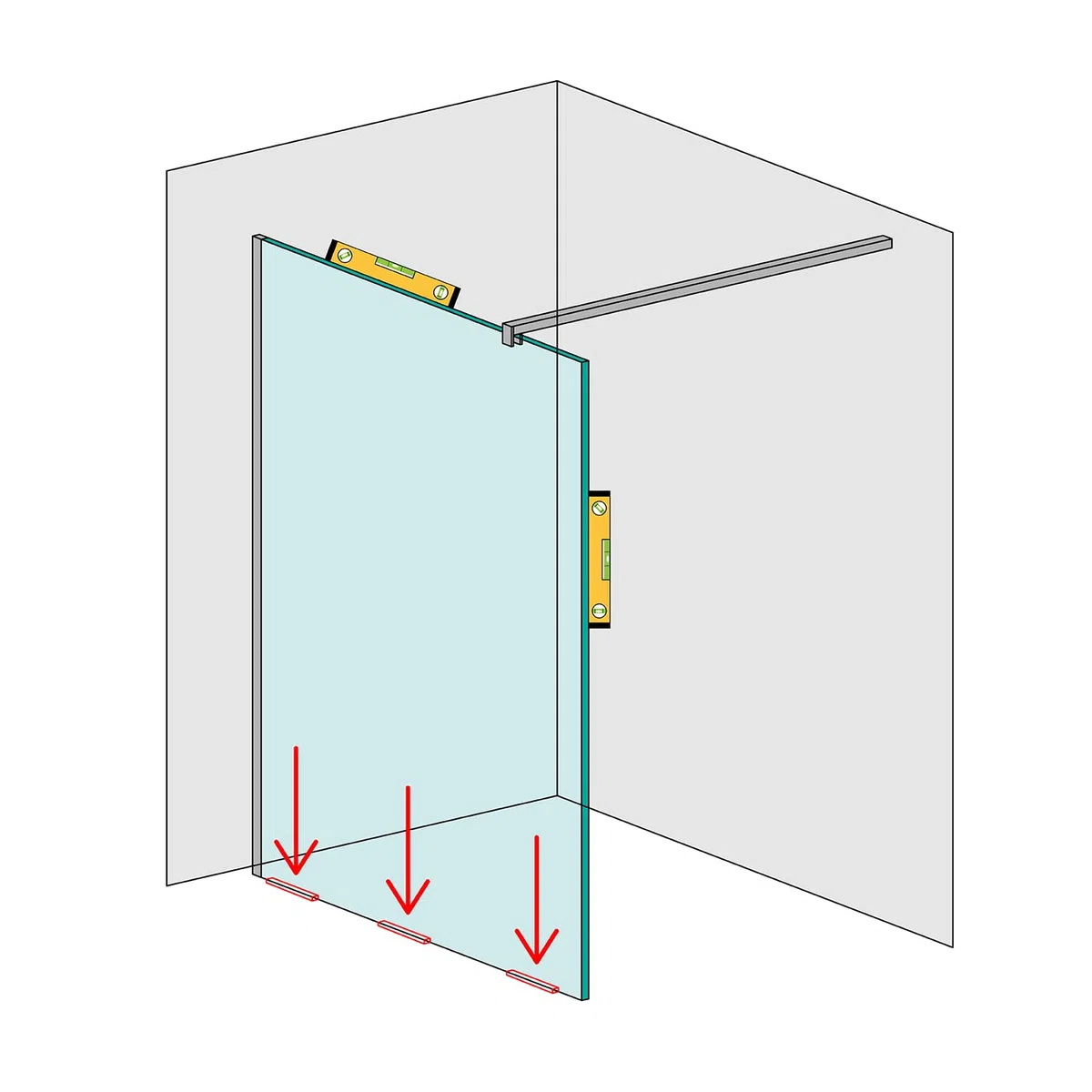 PVC Unterlegklötzer für Duschwand in 10 mm für Glasdusche Glas Unterlage