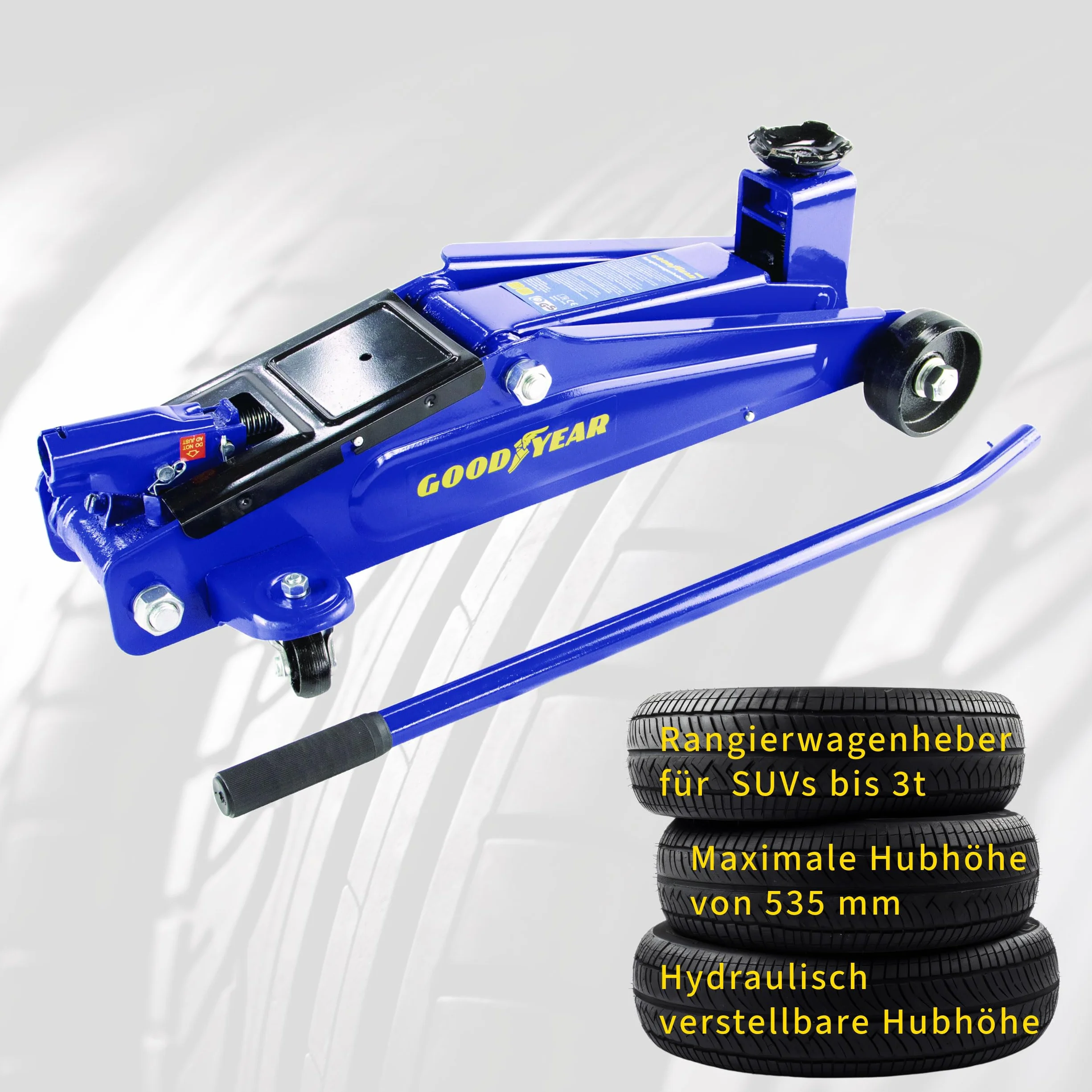 GOODYEAR 10640 Rangierwagenheber 3 Tonnen für SUVs und Geländewagen, Blau/Schwarz