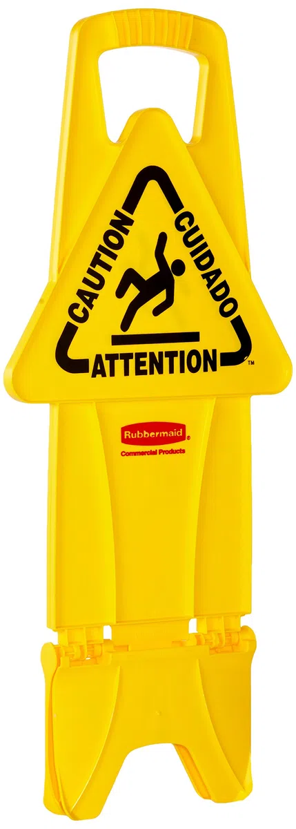 Rubbermaid Commercial Products 'Caution' Stable Safety Sign - Yellow