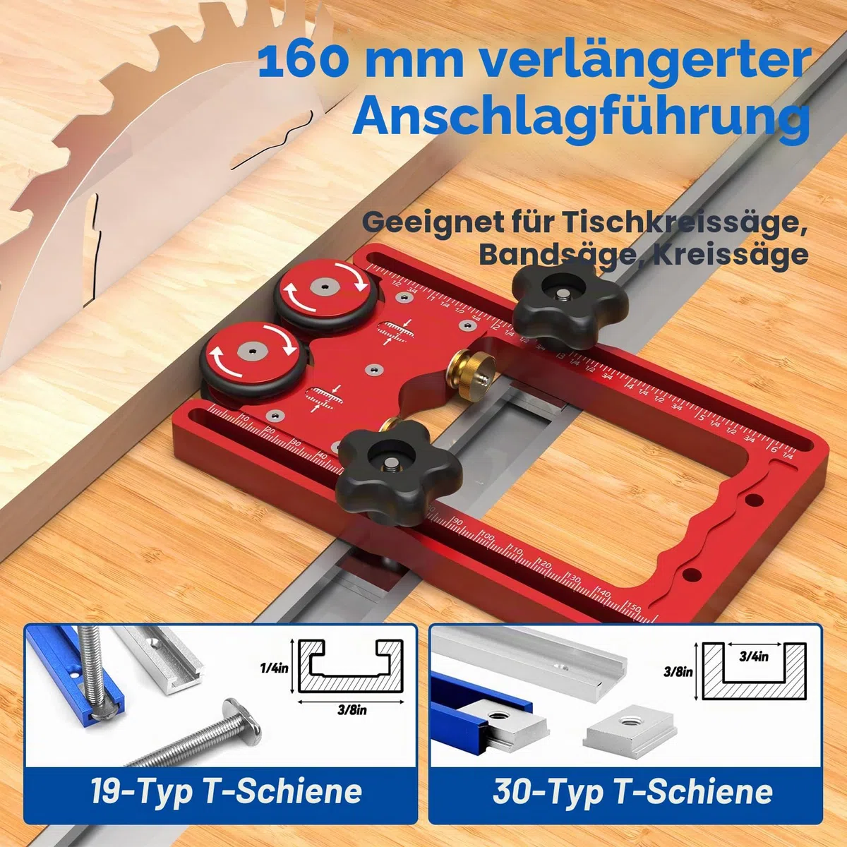 Tischsägen-Press-Feeder-Lagerrolle, 160 mm, Doppelradlagerrolle mit Einweg-Rad, Aluminiumlegierung, Tischsägen-Feederführung, Tischsägen-Rollen (2)