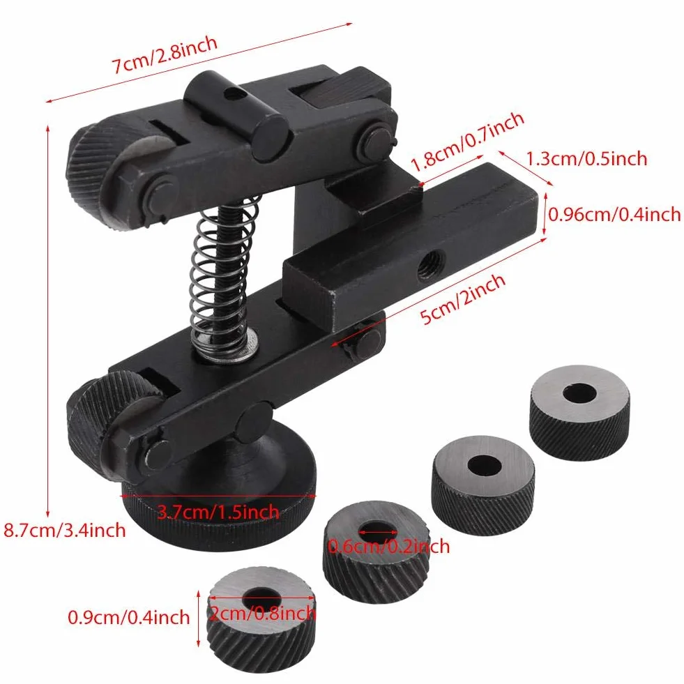 Rändelwerkzeug für drehbank, Rändelwerkzeug mit Federbelastung, 45# Kohlenstoffstahl Rändelwerkzeug mit 6 Rädern, Durchmesser 0,8 mm, 1,2 mm, 1,2 mm