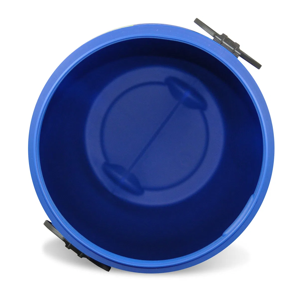plasteo® 2 Stück: 60 L Weithalsfass mit Spannverschluss | 100% Lebensmittelecht | Universalfass | Futtertonne | Regen Maische Tierfutter Trinkwasser Camping Lagerfass | Stapelbar | Blau