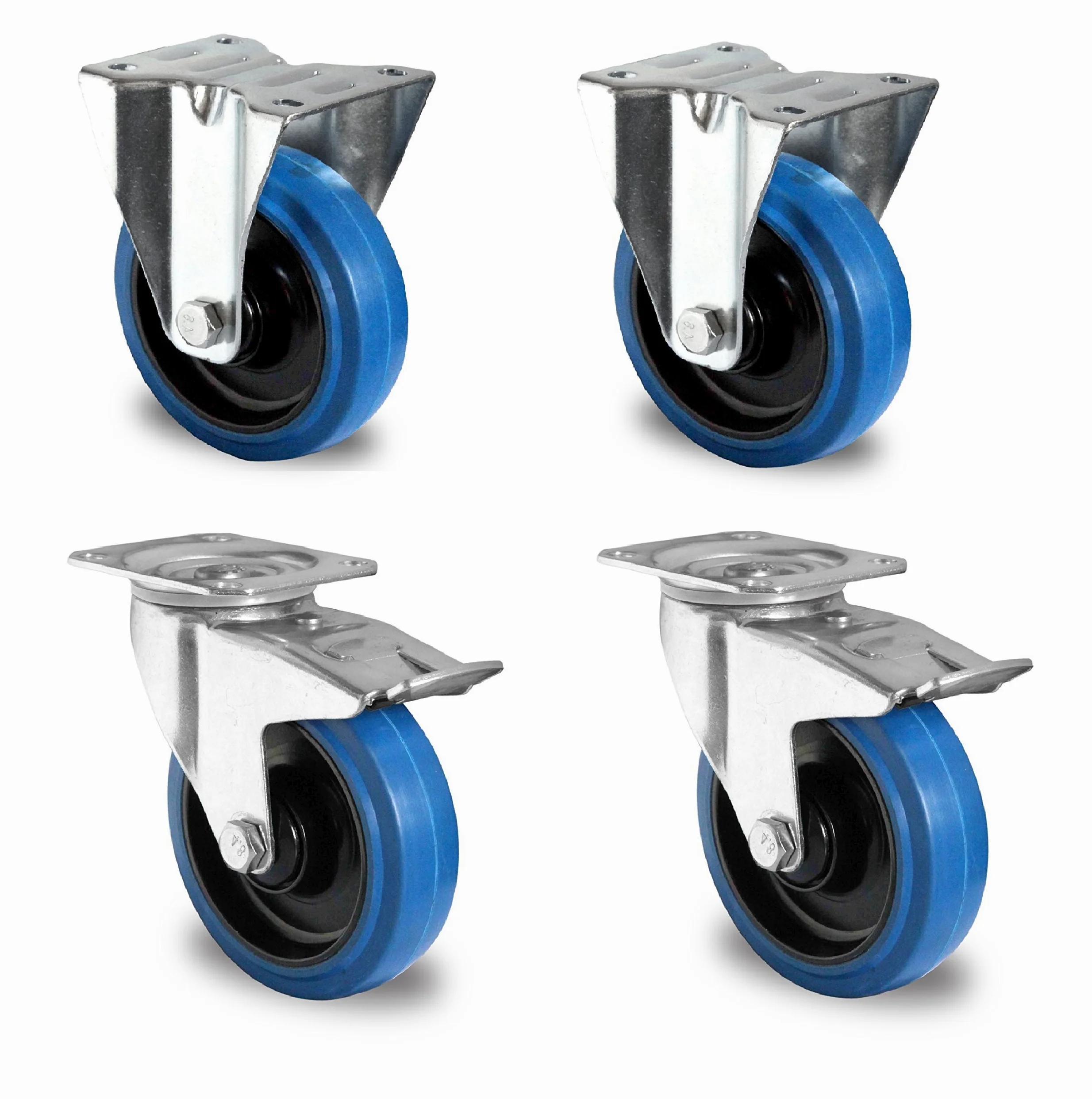 1 Satz Blue Wheels Lenkrollen 200mm 400kg/Rolle NEU Bock/FS