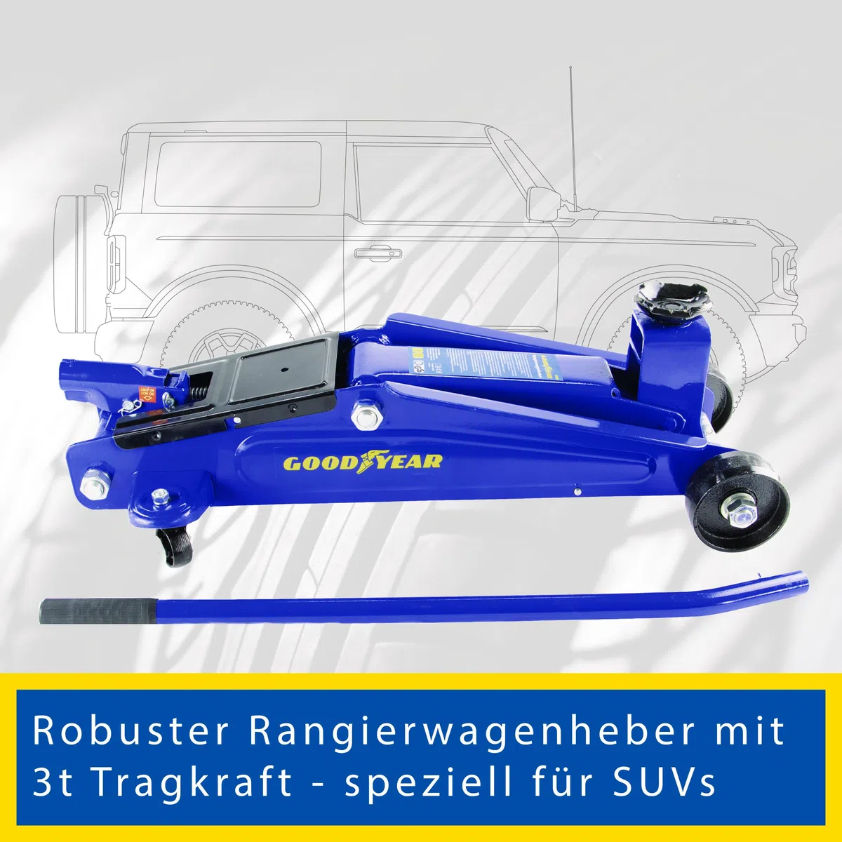GOODYEAR 10640 Rangierwagenheber 3 Tonnen für SUVs und Geländewagen, Blau/Schwarz