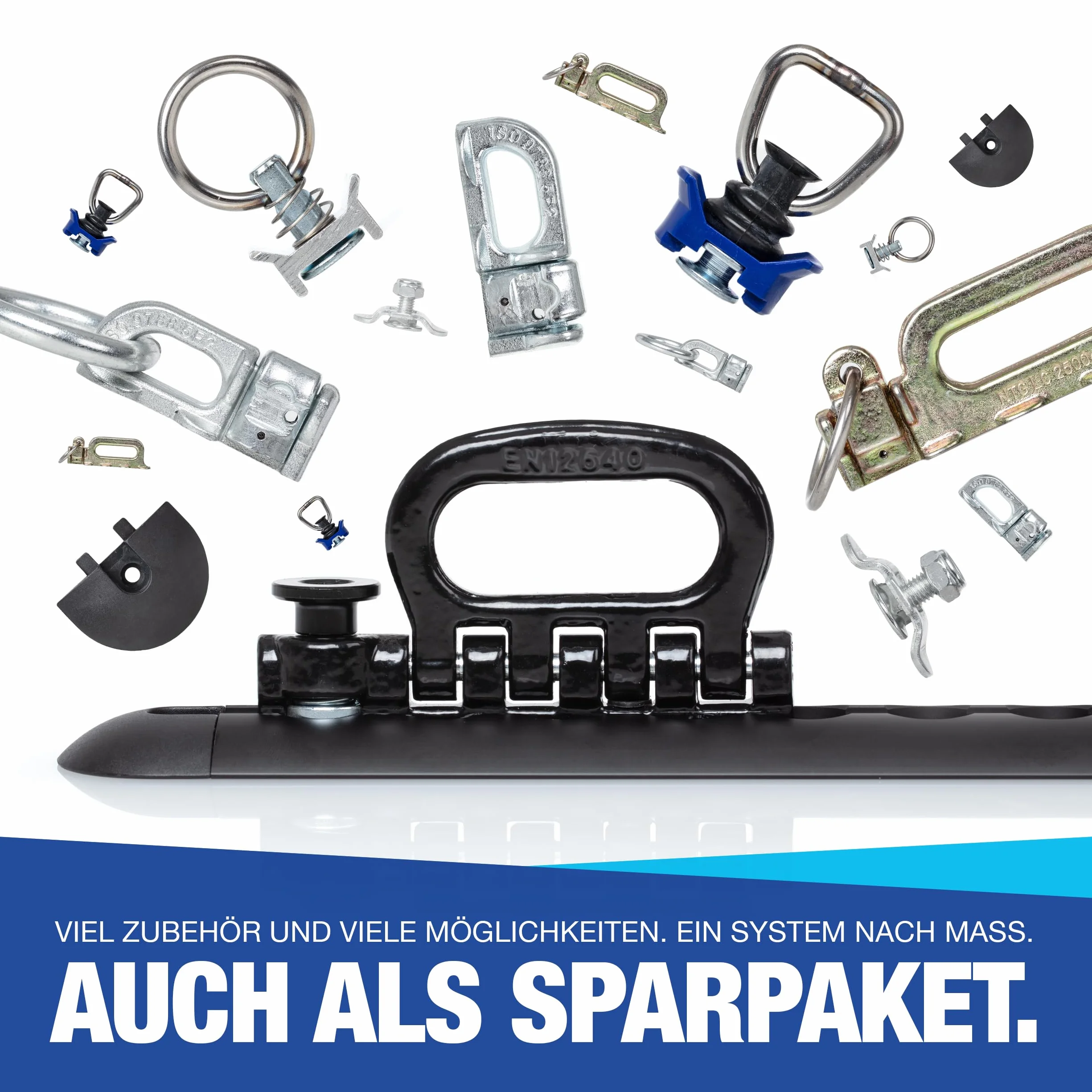 NTG Airlineschiene 2m / 1975mm halbrund Alu -TÜV Zertifiziert- Sparset Anhängerzubehör Ladungssicherung Aluschiene LKW PKW Transporter Wohnmobil - m. Bohrungen Schwarz eloxiert