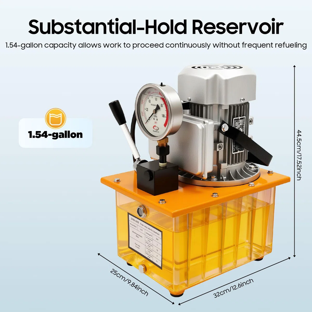 Elektrische Hydraulikpumpe 220V AC, Einfachwirkende Hydraulikpumpe Mit Handventil, Mit 7-Liter-Tank (Inklusive 1 ölrohr), Zum Heben, Pressen, Biegen, Richten, Schneiden, Montieren Und Demontieren