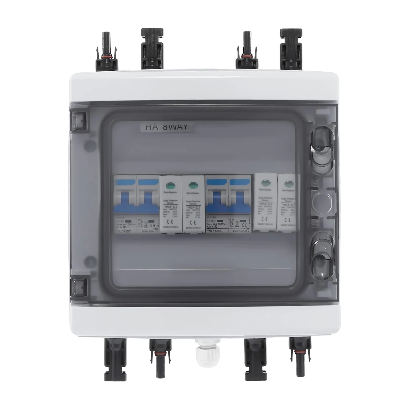 Überspannungsschutz PV, Solar Überspannungsschutz Blitzschutz DC Trennschalter PV Anlage 2 String (2 in 2 Out) 25A 1000V Solar Combiner Box für Solarmodule