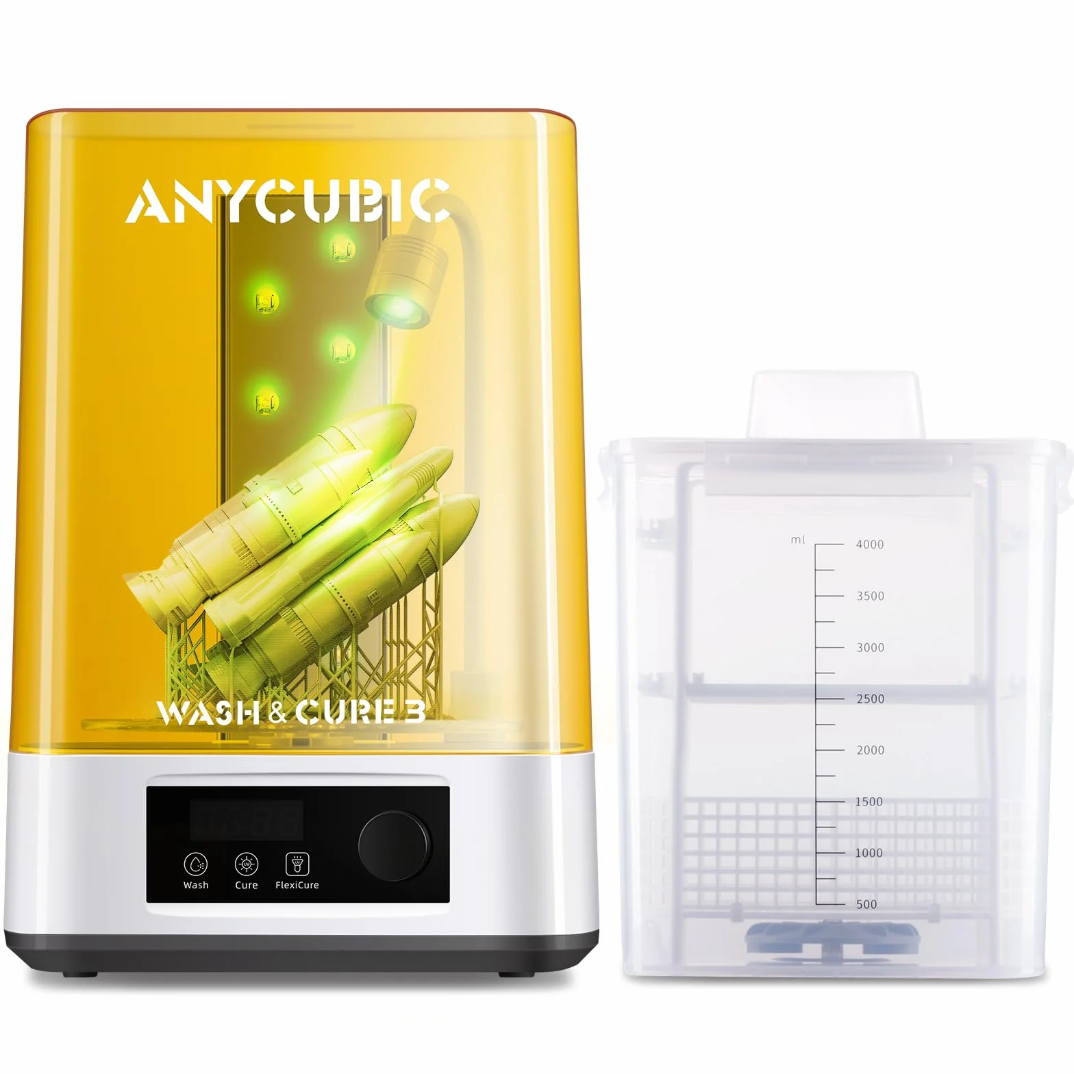 ANYCUBIC Wash & Cure 3 für LCD/DLP/SLA Resin 3D Drucker Modell, 2 in 1 Wascheimer und UV Durchhärtegerät für Photon Mono 2/4K/Halot-One/Mars 3/3 Pro/Mars 4/4 Ultra, Wasch Größe 165 * 100 * 180mm
