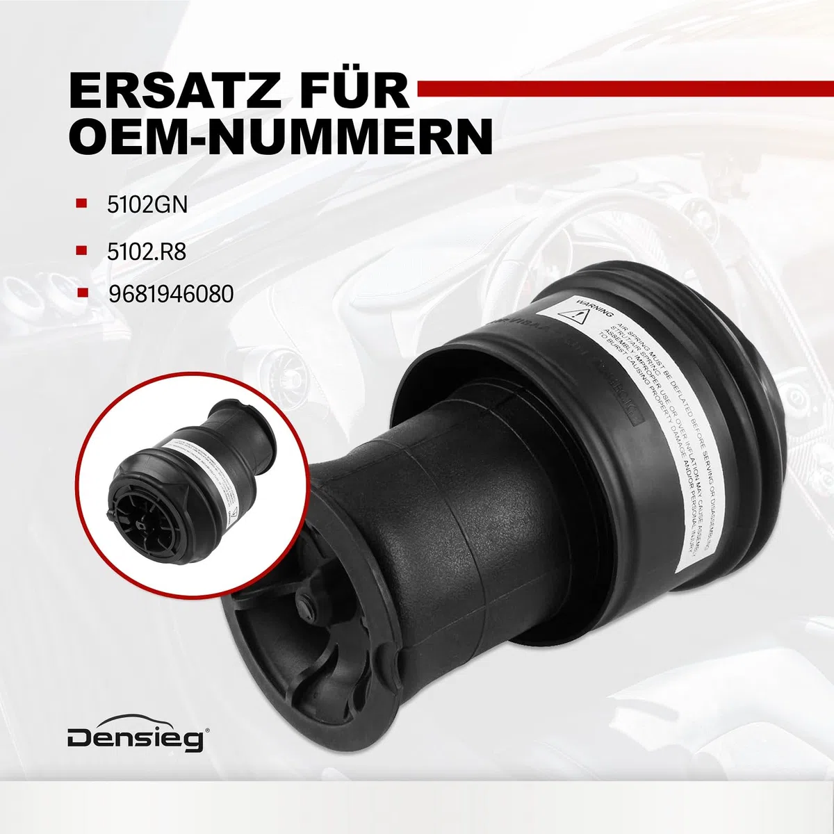 2x Luftfederbälge Hinten Links + Rechts für Citroen C4 Grand Picasso, Ersatz für 5102GN 5102R8, Repariert Durchhängen & stellt Fahrzeughöhe wieder her, Luftfederung Set