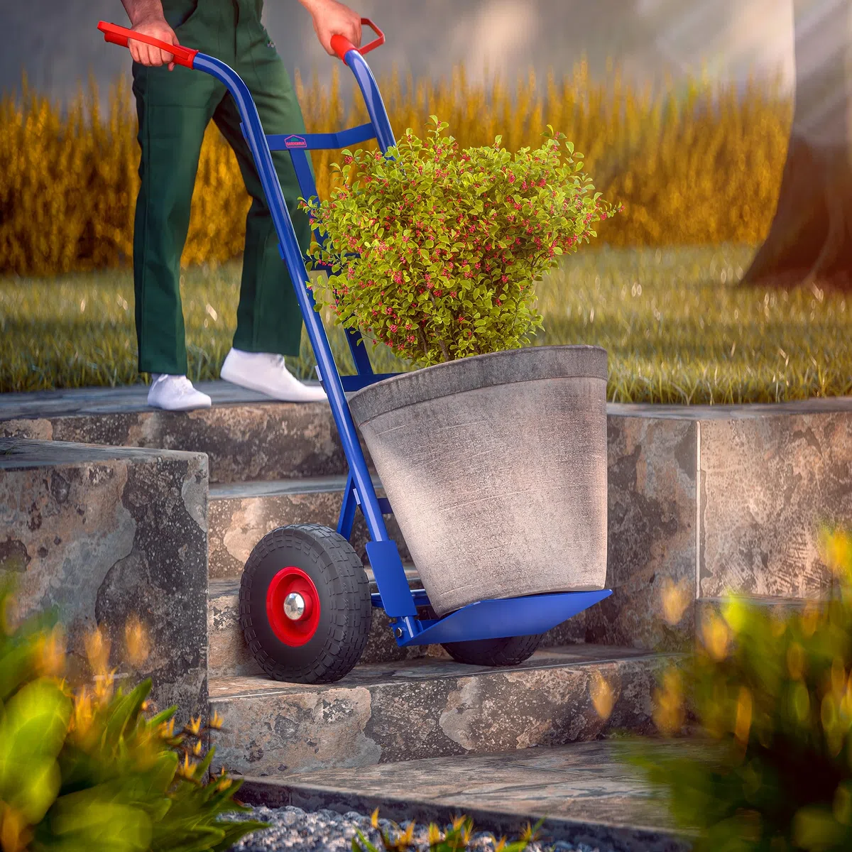 GARDEBRUK® Sackkarre PU Vollgummireifen klappbar 200kg Stahl Schutzblech Schwerlast Garten Umzug Transportkarre Transportwagen Transportroller