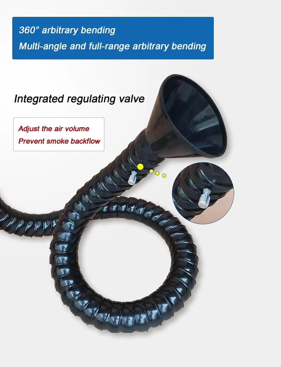 Flexibler Rauchabsaugarm, Industrieller Gelenkrauchschlauch zur Schweißrauchabsaugung, Löten, Werkstattbelüftung(Dia7.5cm,L200cm)