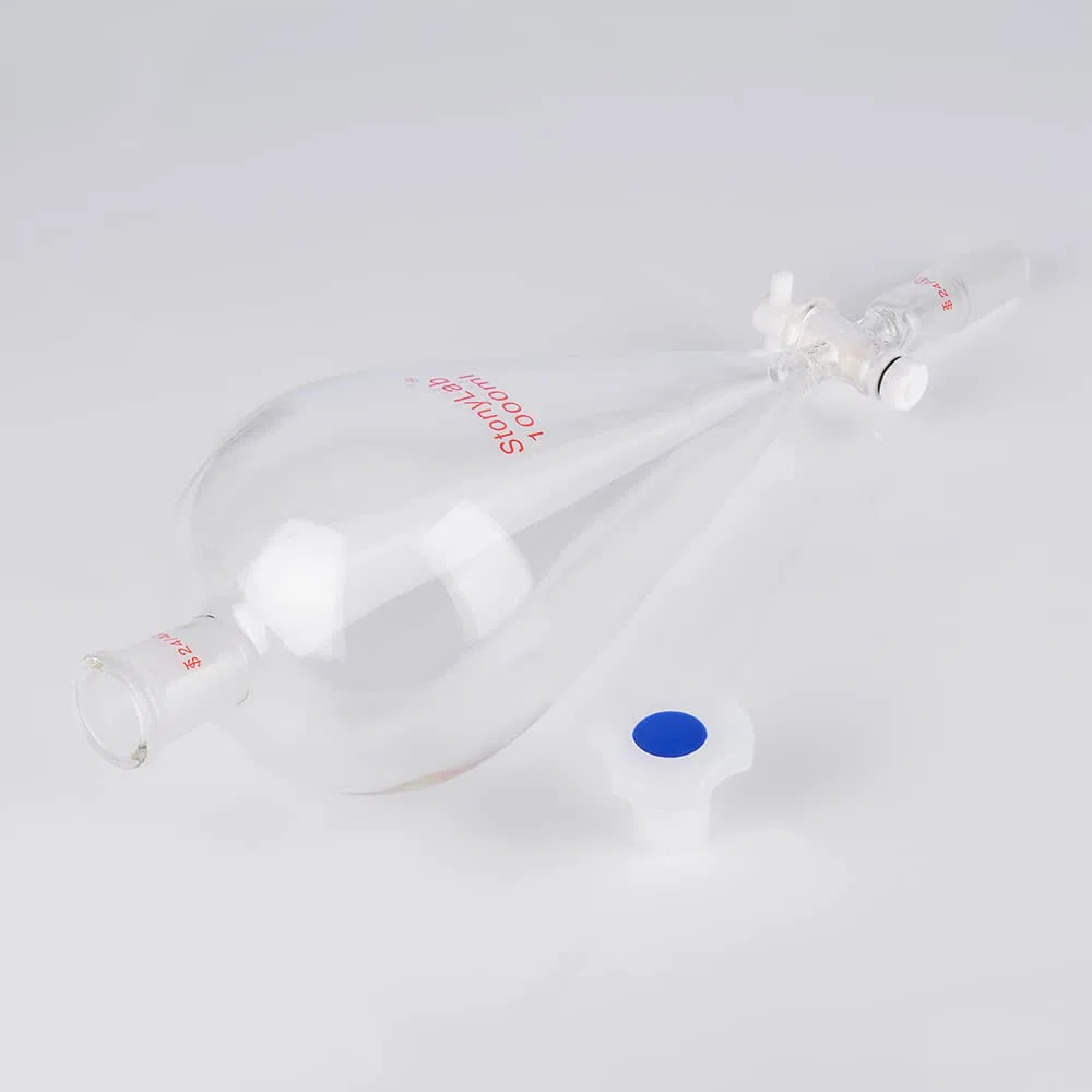 stonylab Scheidetrichter Glas, 1000 ml Separatorentrichter mit PTFE-Absperrhahn Konischer Birnenförmiger Schwerwandiger Borosilikatglas Trenntrichter mit 24/40 Fugen