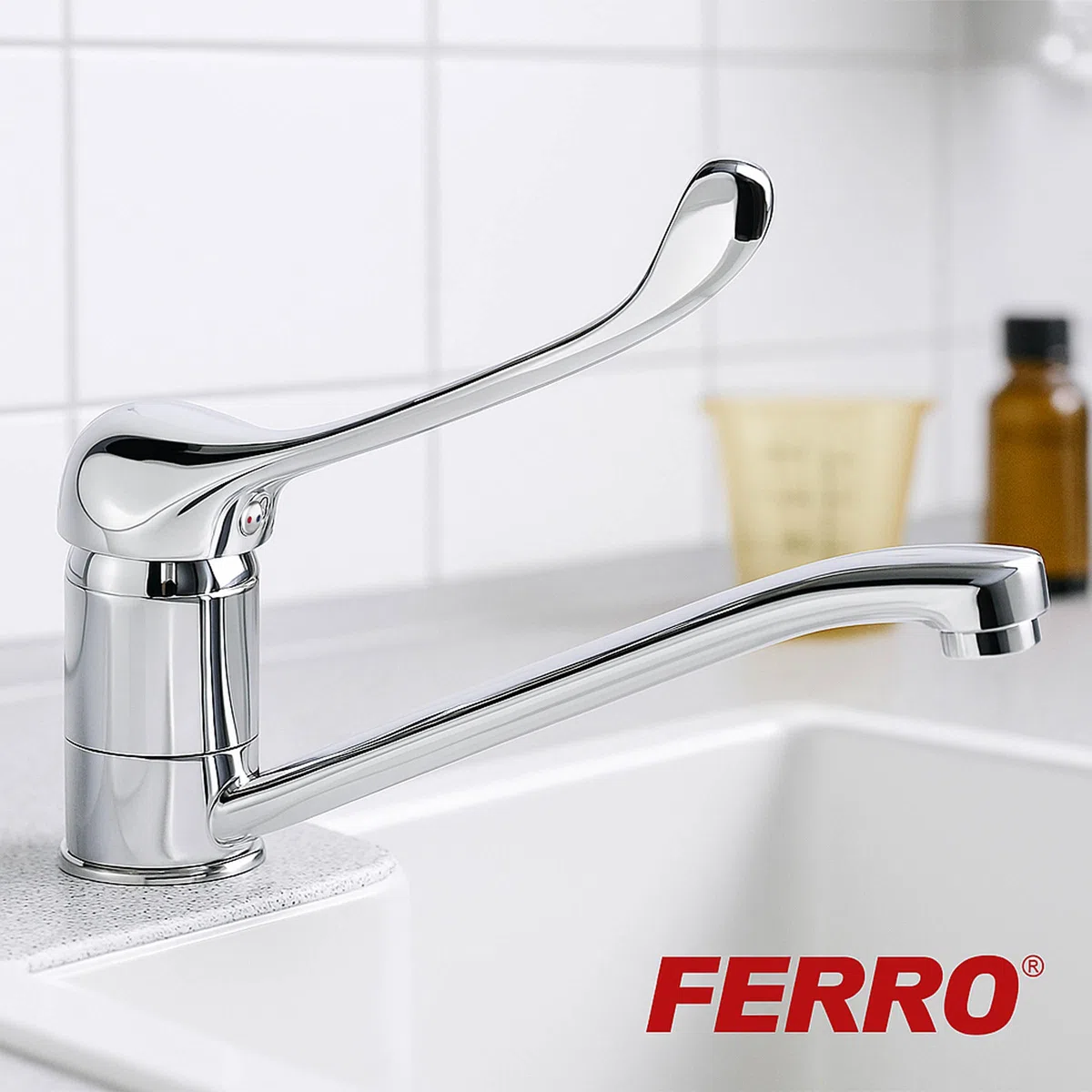Medizinische Küchenarmatur Wasserhahn mit langem Hebel, schwenkbar, für Spülen in Arztpraxis Klinik und empfindlichen Bereichen