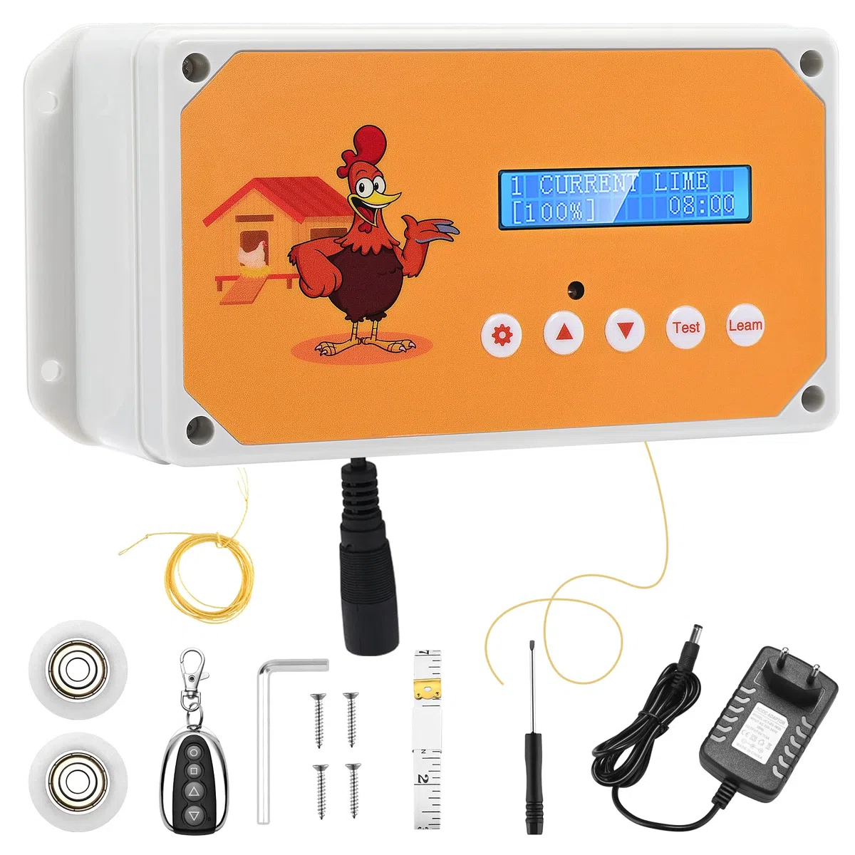 Hühnerklappe Automatischer Hühnerklappe mit Timer und Fernbedienungen, IP65 Wasserdichtes Geflügeltür-Hebesystem für Sichere Hühnerhaltung, Batterie oder Solarbetrieben