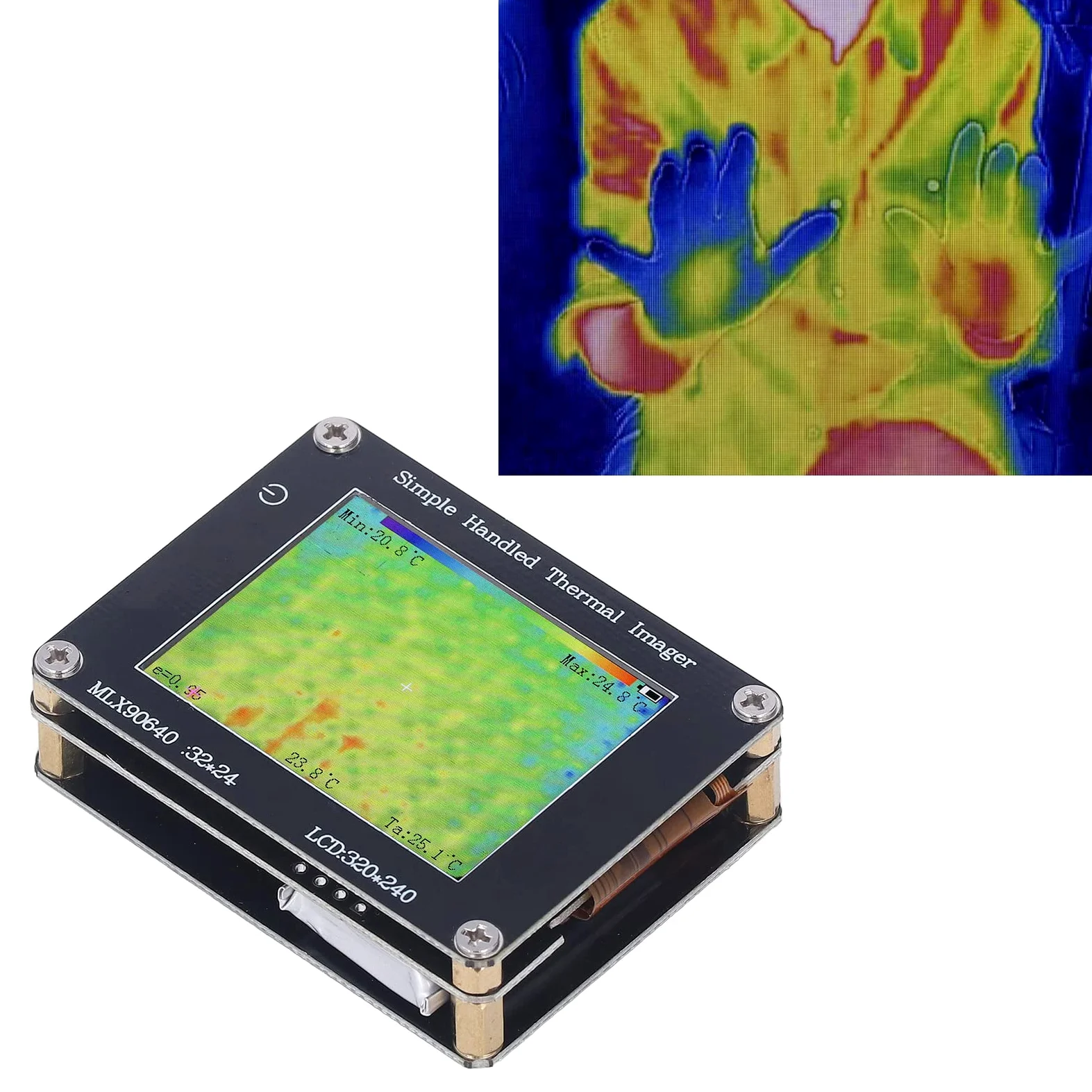 Tragbare Infrarot Wärmebildkamera,2 Zoll LCD Bildschirm 320 * 240,Messbereich -40℃ Bis 300℃,4H Akkus,USB C Ladung,Speichert 100 Bilder,Für Temperaturmessung