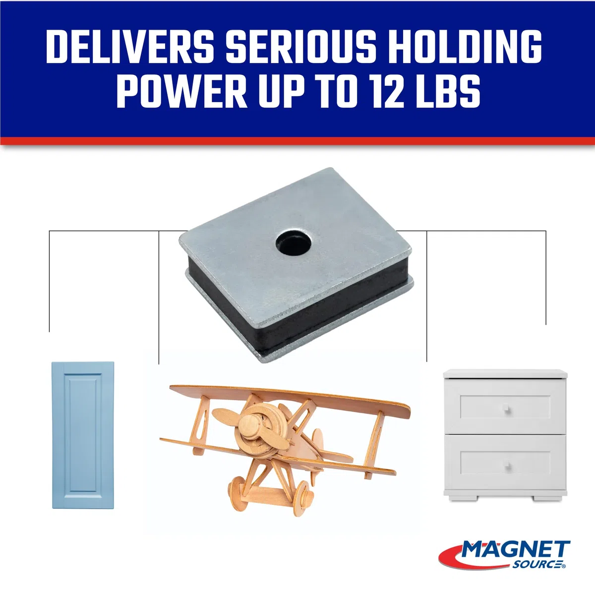 Master Magnetics CA41LWHX100 Ferrit-Magnetverschluss, kohlenstoffarmer Stahl, rechteckig, mit Mittelloch, verzinkt, 2,5 cm Länge, 0,813 cm Breite, 0,8 cm Höhe, 3,8 kg 100 Stück