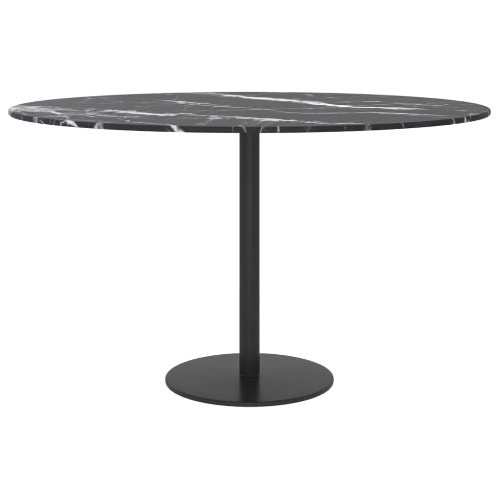 Myheimly Tischplatte Ersatztischplatte Marmorplatte Glasplatte für Esstisch Couchtisch Gartentisch Hartglas in Marmoroptik Schwarz und Weiß,Ø 70 cm