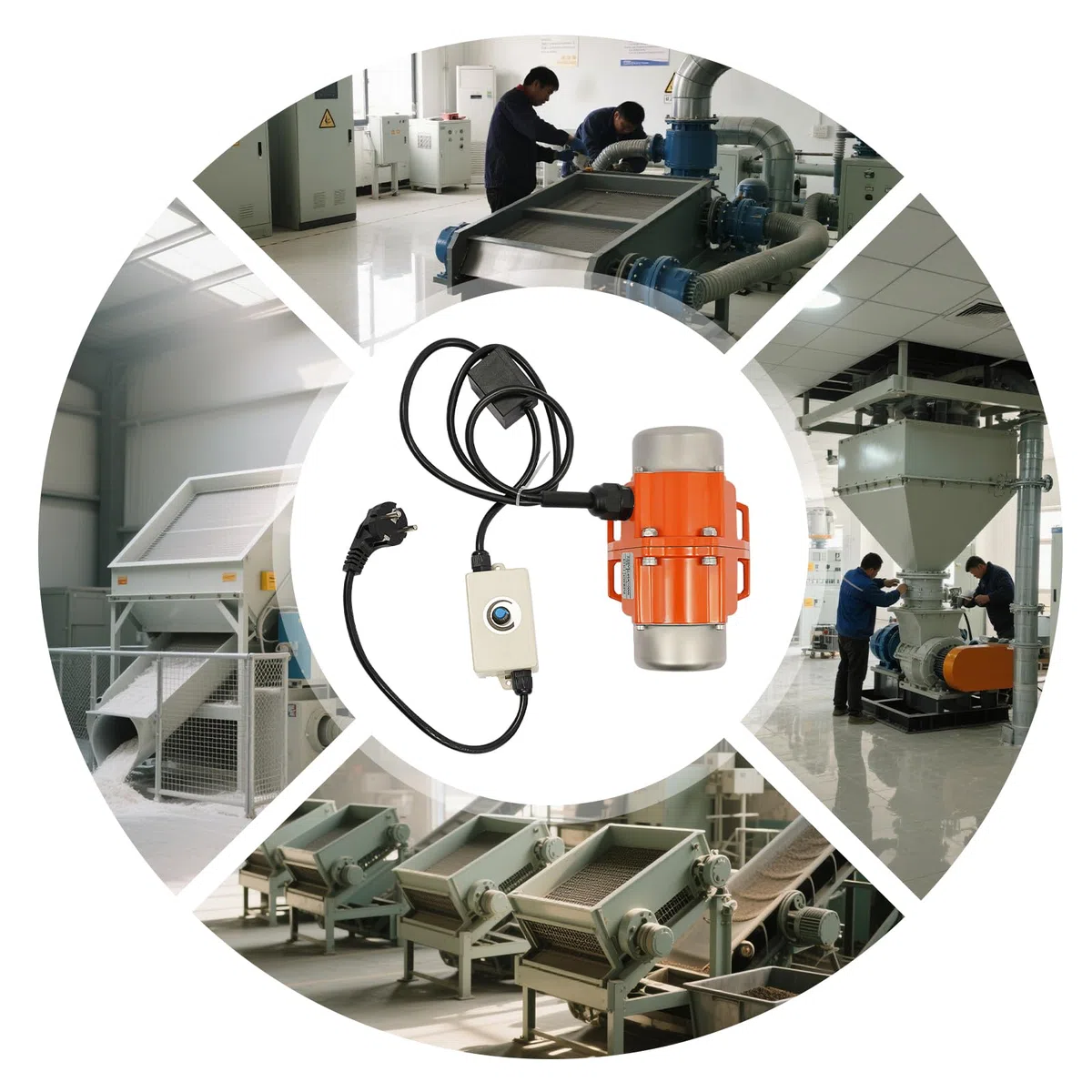 100W Vibrationsmotor mit Drehzahlregler, 1500-3000 RPM, 220V 50Hz, IP65, 1 Phase Asynchron-Vibrationsmotor, Elektrischer Rüttelmotor für Bergbau, Metallurgie, Kohle, Elektrizität, Bau (100, Watt)