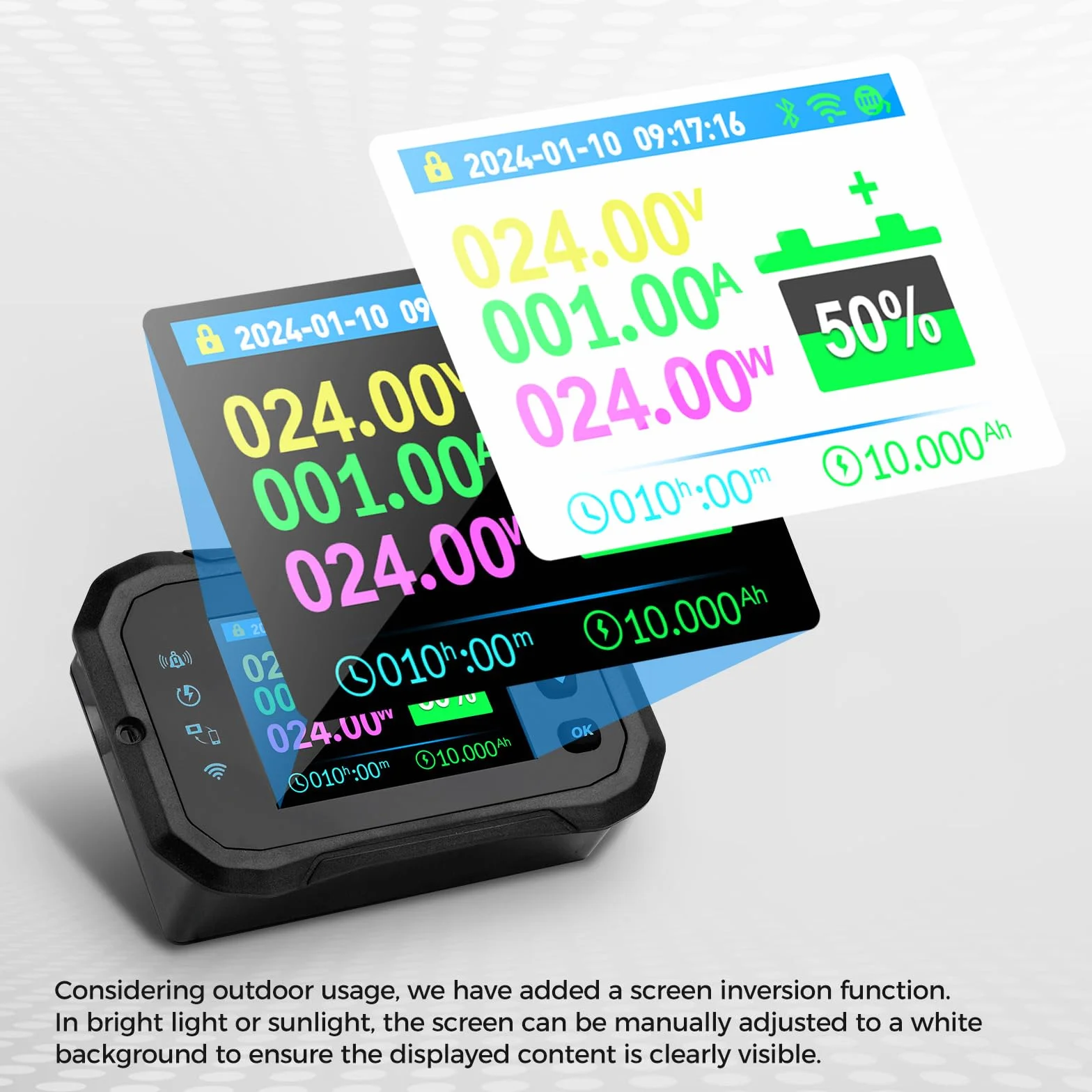 Heemol 100A WIFI Batterie Monitor, 10-100V Kapazitätsmesser LCD Display mit Alarmfunktion für Blei-Säure-Lithium Batterie