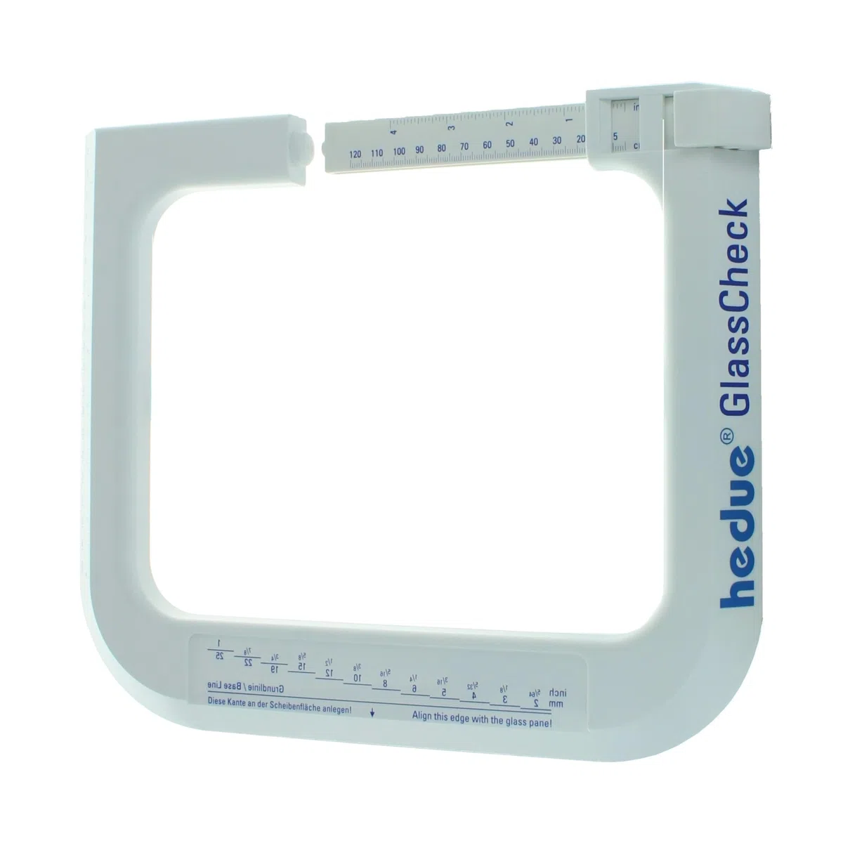 GlassCheck - Glasdickenmesser, Dickenlehre zur Messung der Glasstärke von Scheiben & Isolierverglasung, Dickenmesser 0-120 mm
